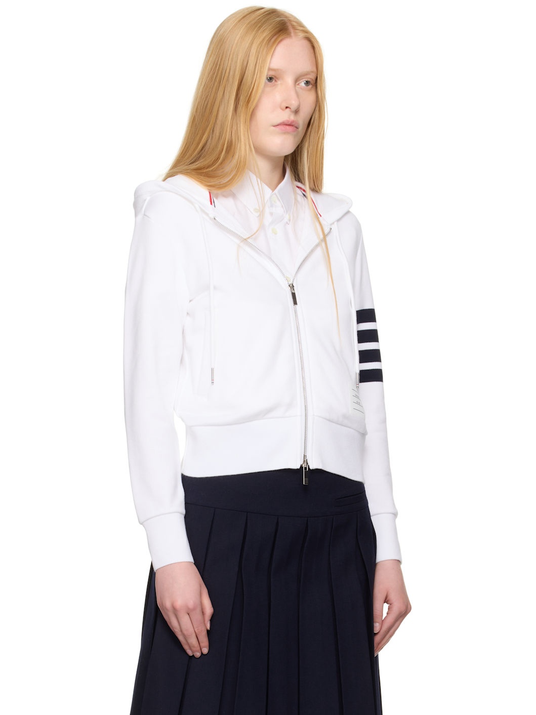 White Classic Zip Up Hoodie - 2
