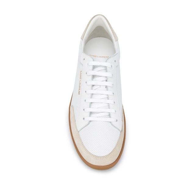 White court sneakers in perforated leather and suede - 4