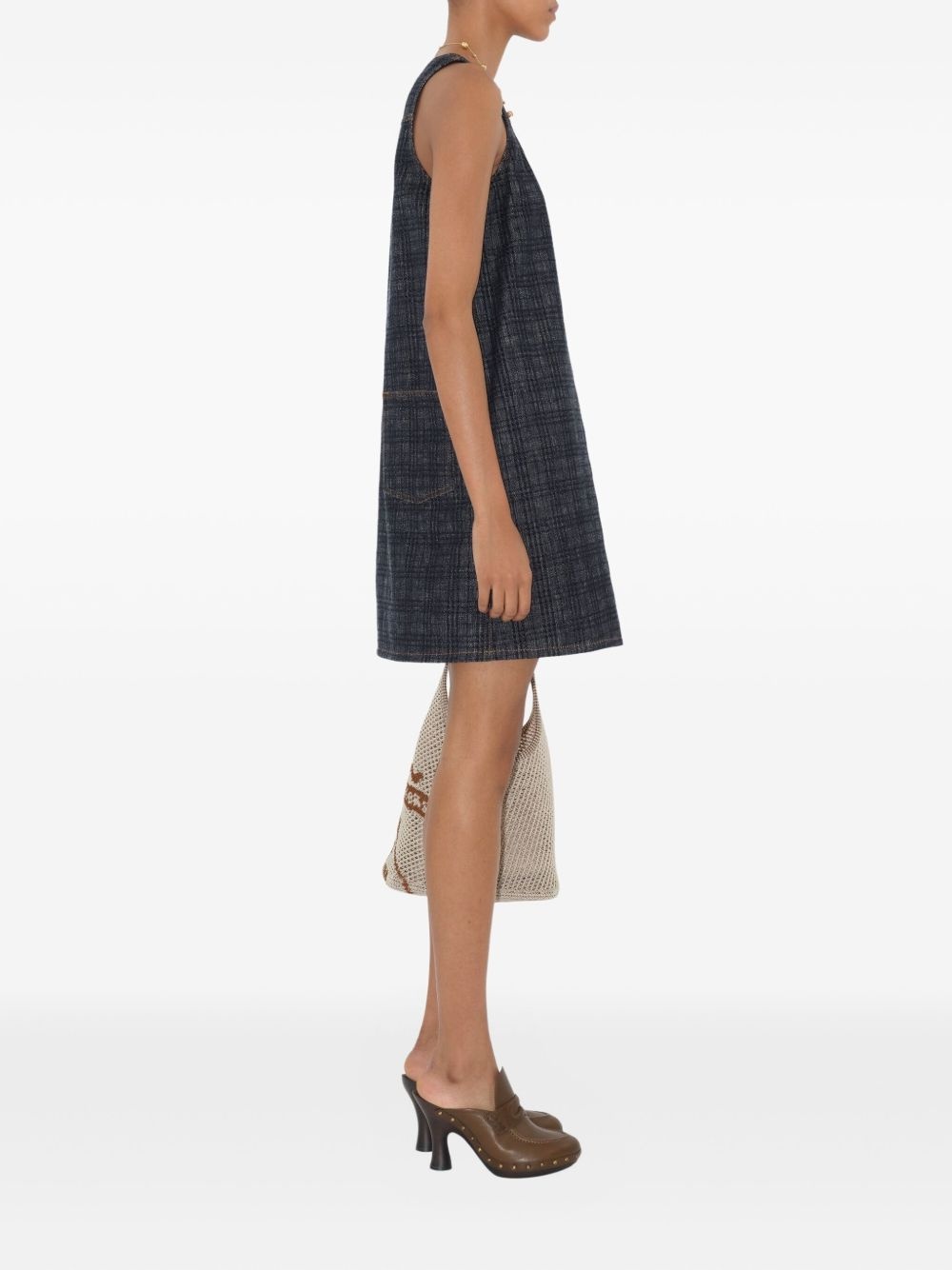 checked denim dress - 3