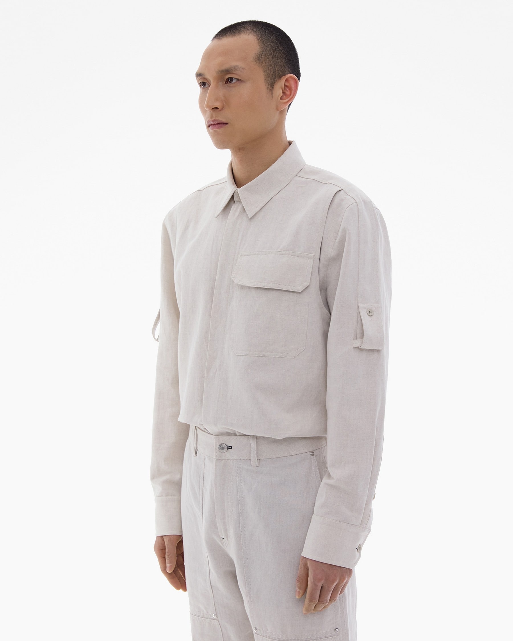 COTTON-LINEN CARGO SHIRT - 5