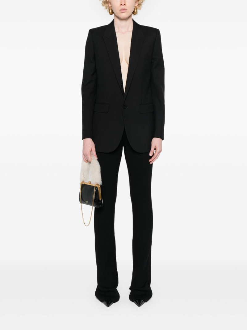 SAINT LAURENT single-breasted tube jacket in gabardine saint laurent outlook
