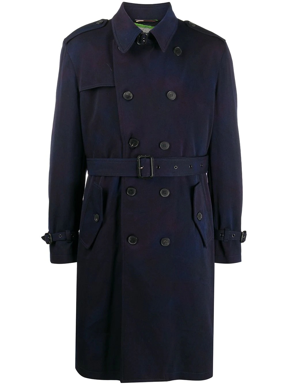 doubled-breasted belted trench coat - 1