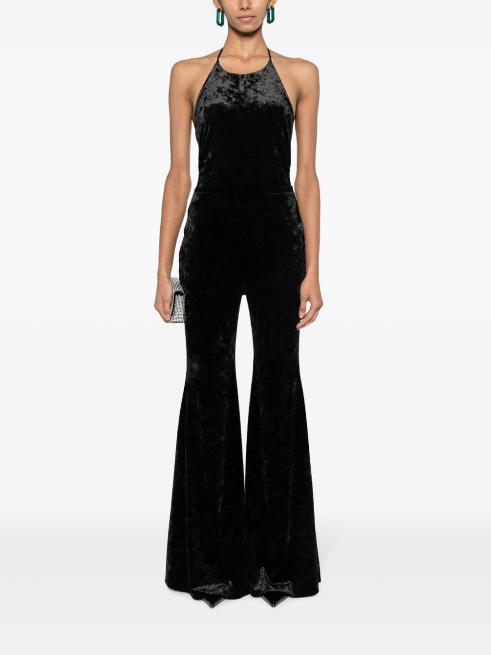 open-back velvet jumpsuit - 2