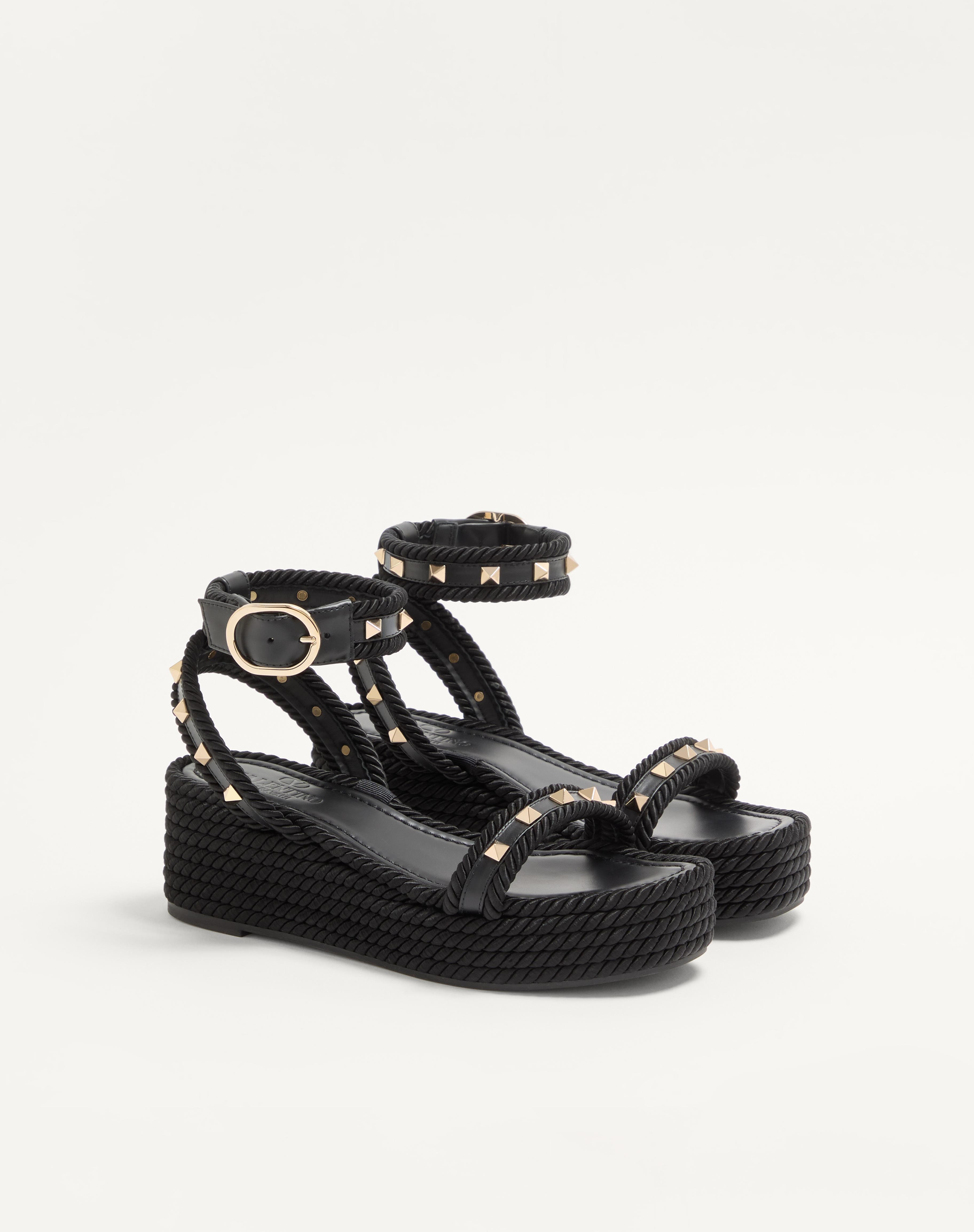ROCKSTUD FLATFORM SANDAL IN CALFSKIN 45MM - 3