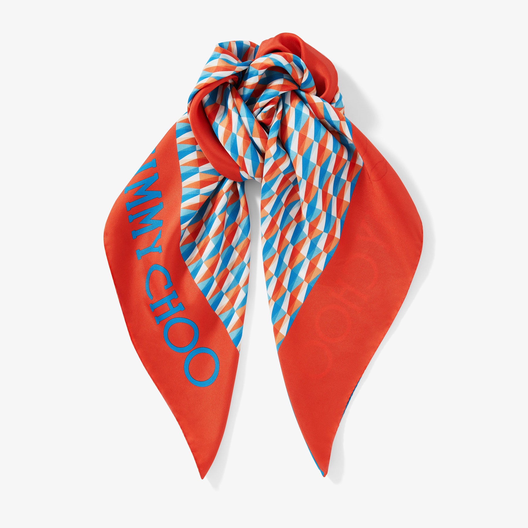 Reta
Paprika/Sky Diamond Printed Silk Foulard - 1