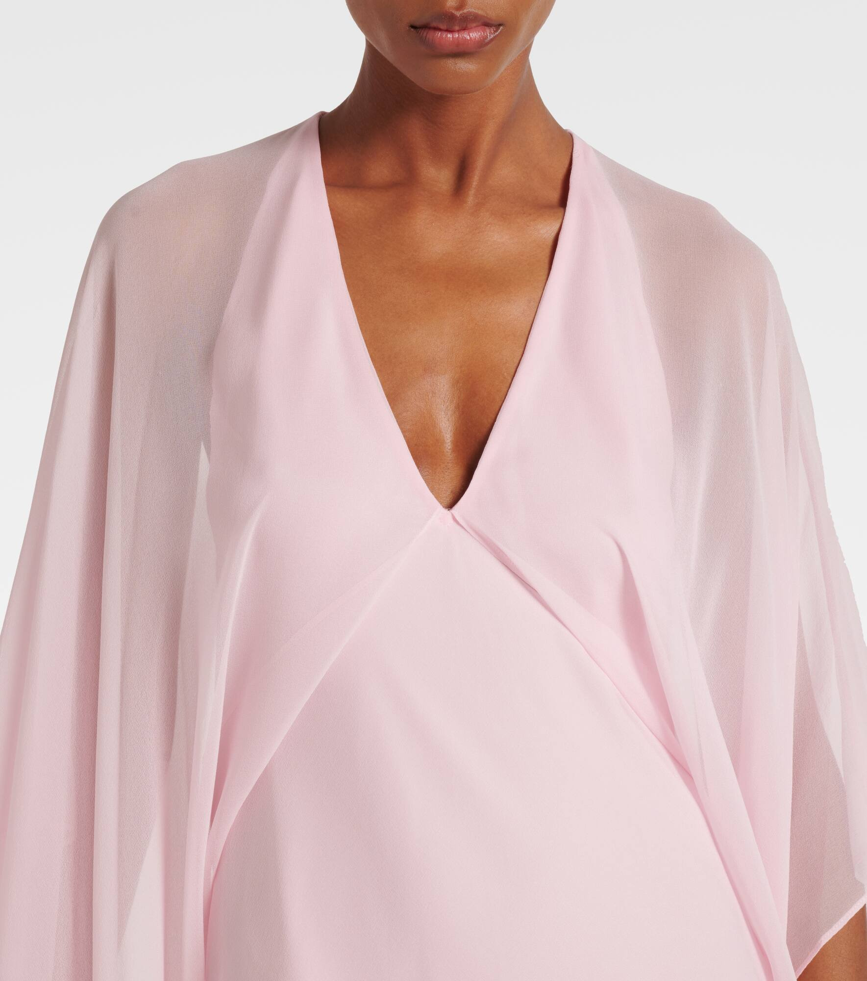 Caped silk chiffon gown - 4