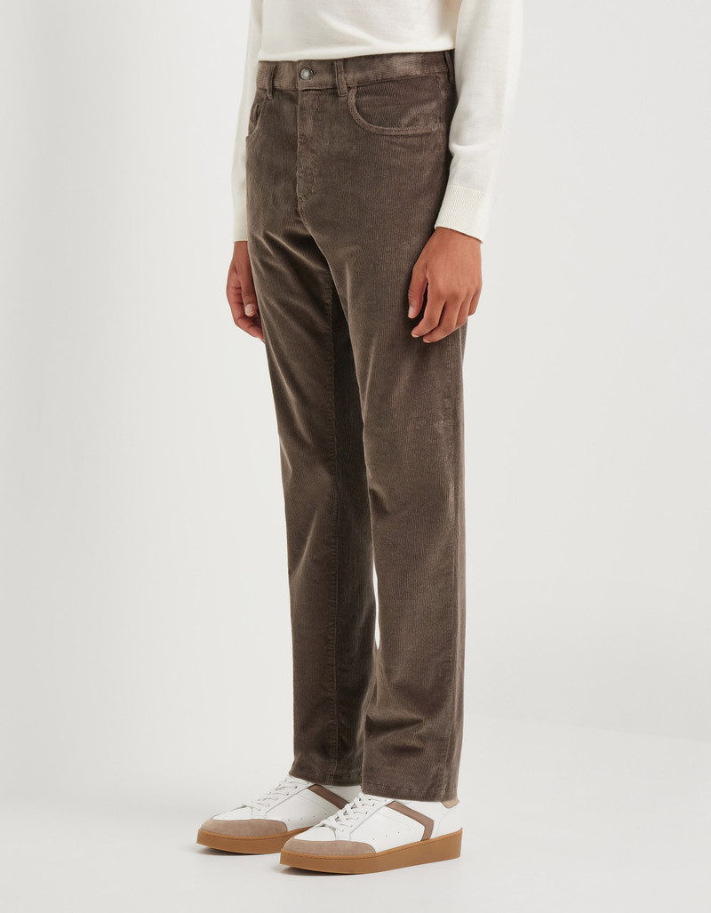 DARK BROWN REGULAR FIT SOFT TOUCH CORDUROY PANTS 3