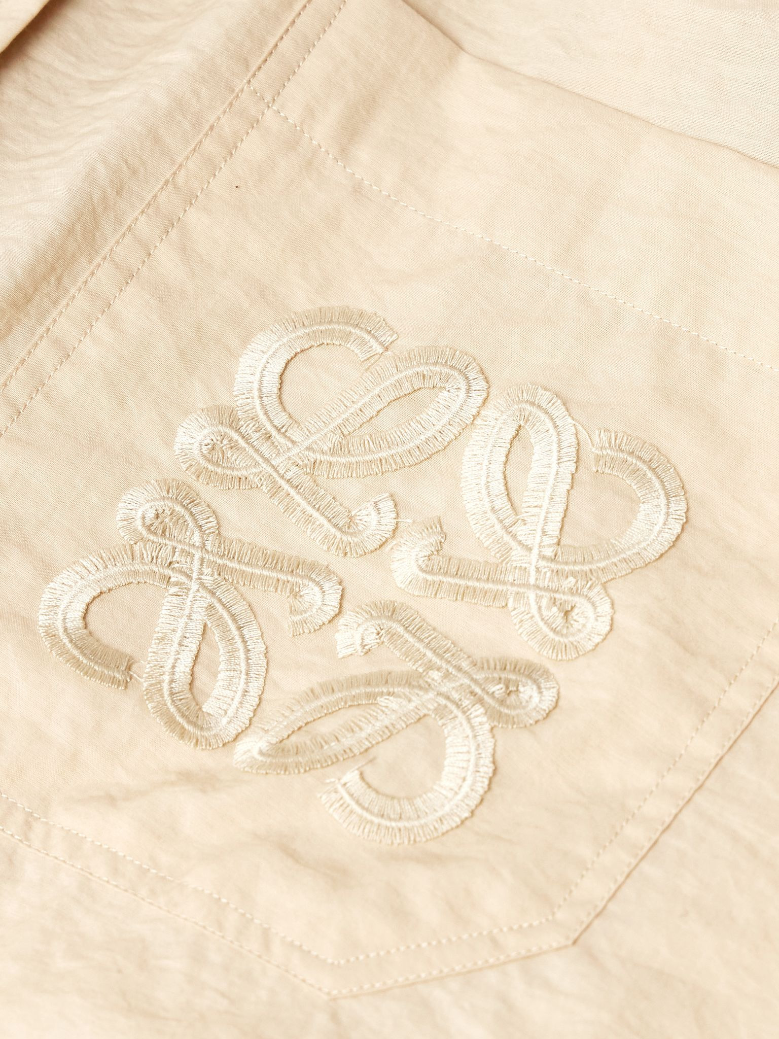 + Paula's Ibiza Logo-Embroidered Crinkled Cotton-Blend Shirt Beige - 5