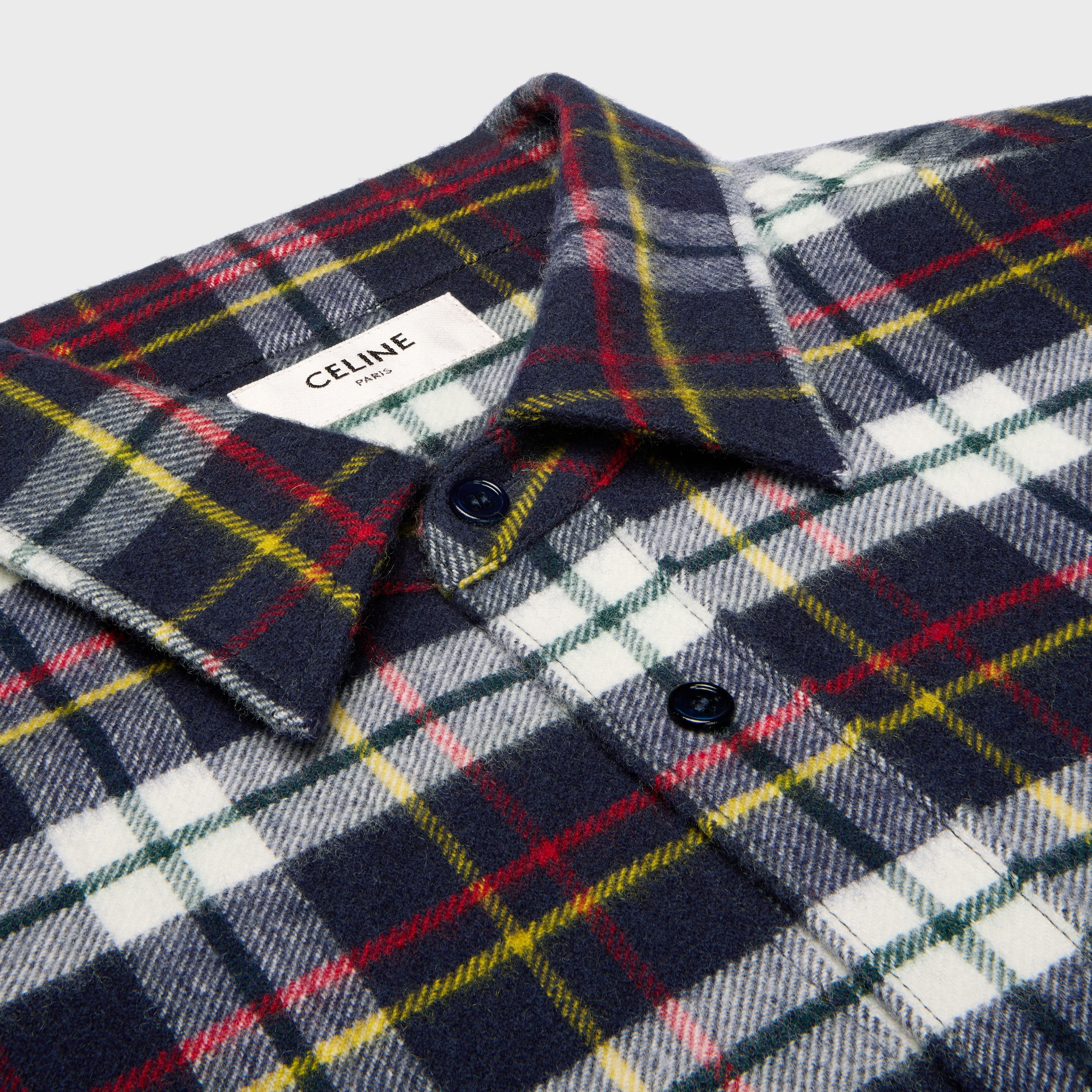 relaxed shirt IN BRUSHED CHECKED WOOL - 3