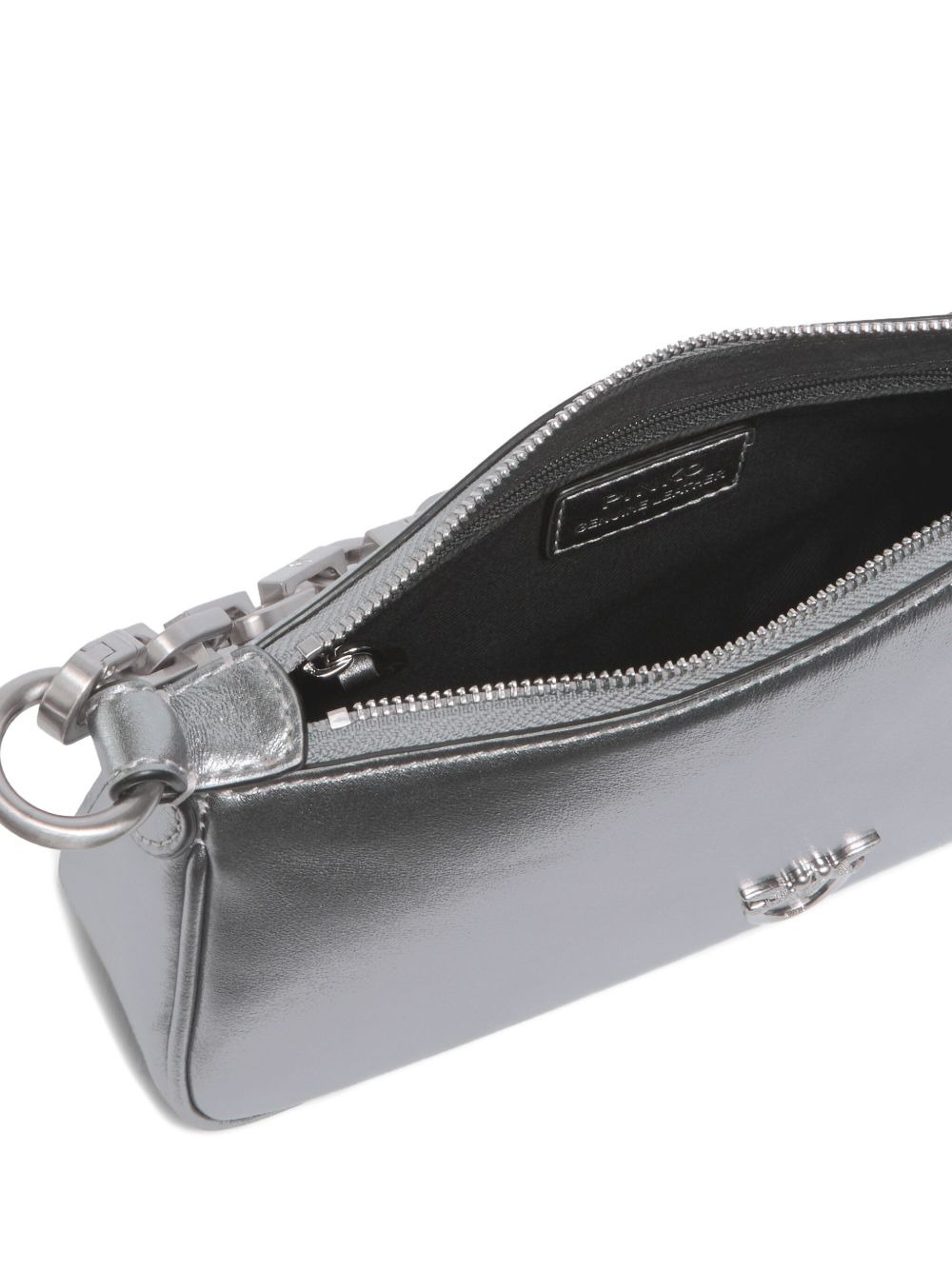 chain-link metallic leather shoulder bag - 4