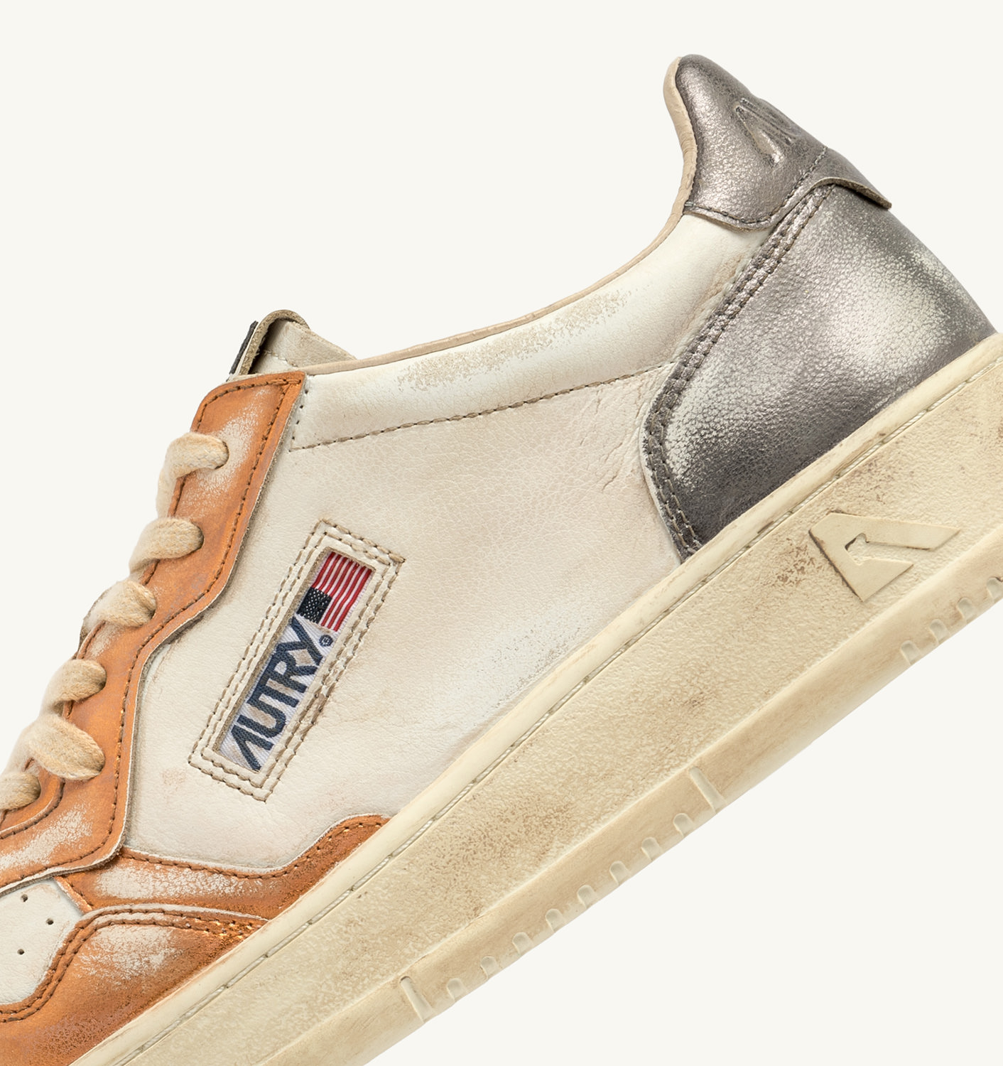 MEDALIST LOW SUPER VINTAGE SNEAKERS IN ORANGE AND GUN-METAL BRUSHED LEATHER - 6