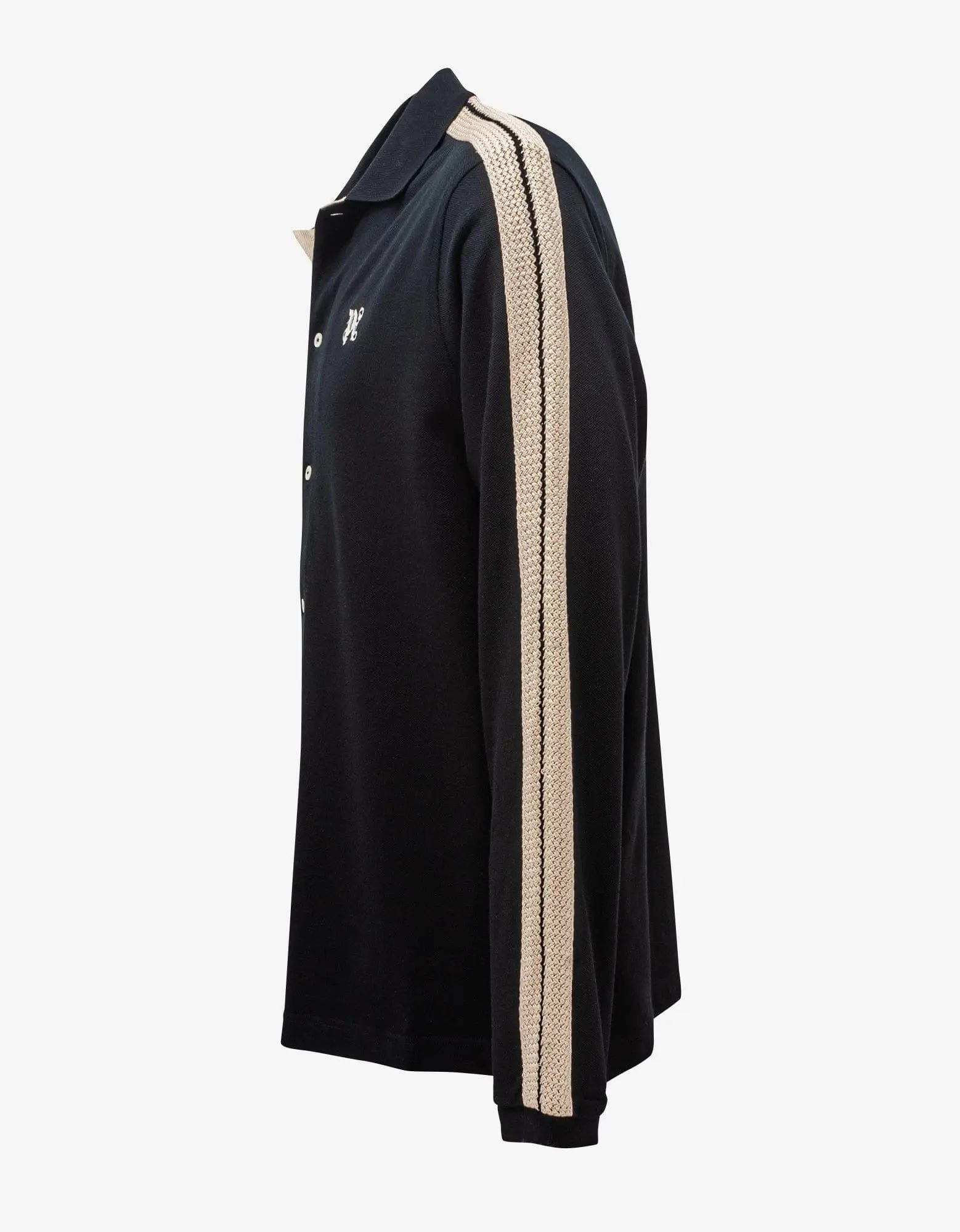 Palm Angels Black PA Monogram Piquet Trackshirt - 3