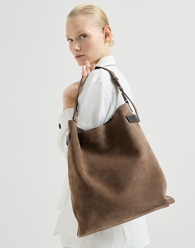 Essence hobo bag in suede with precious bands 4