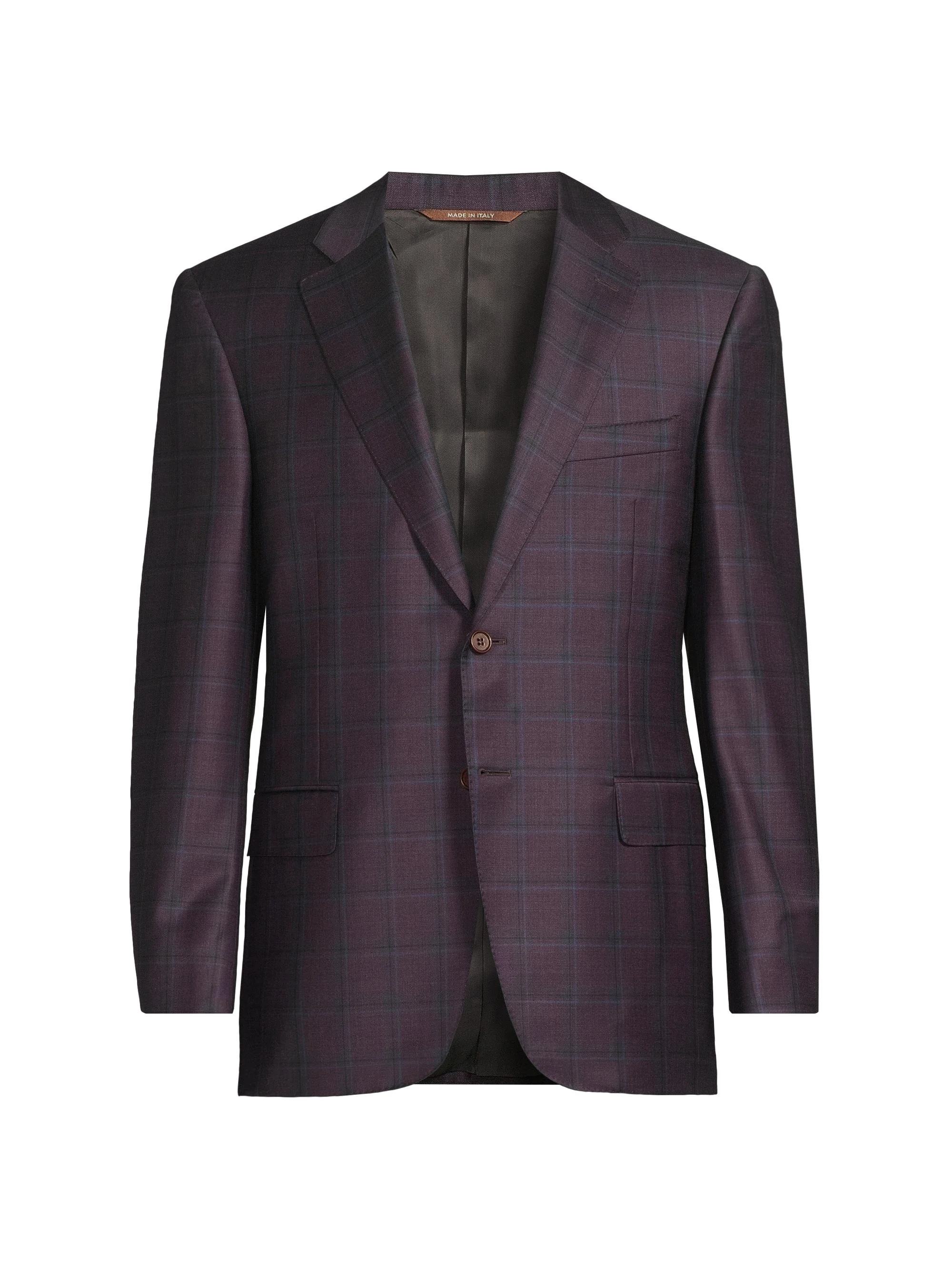 Men's Siena Checked Classic Fit Sportcoat - Purple - 1