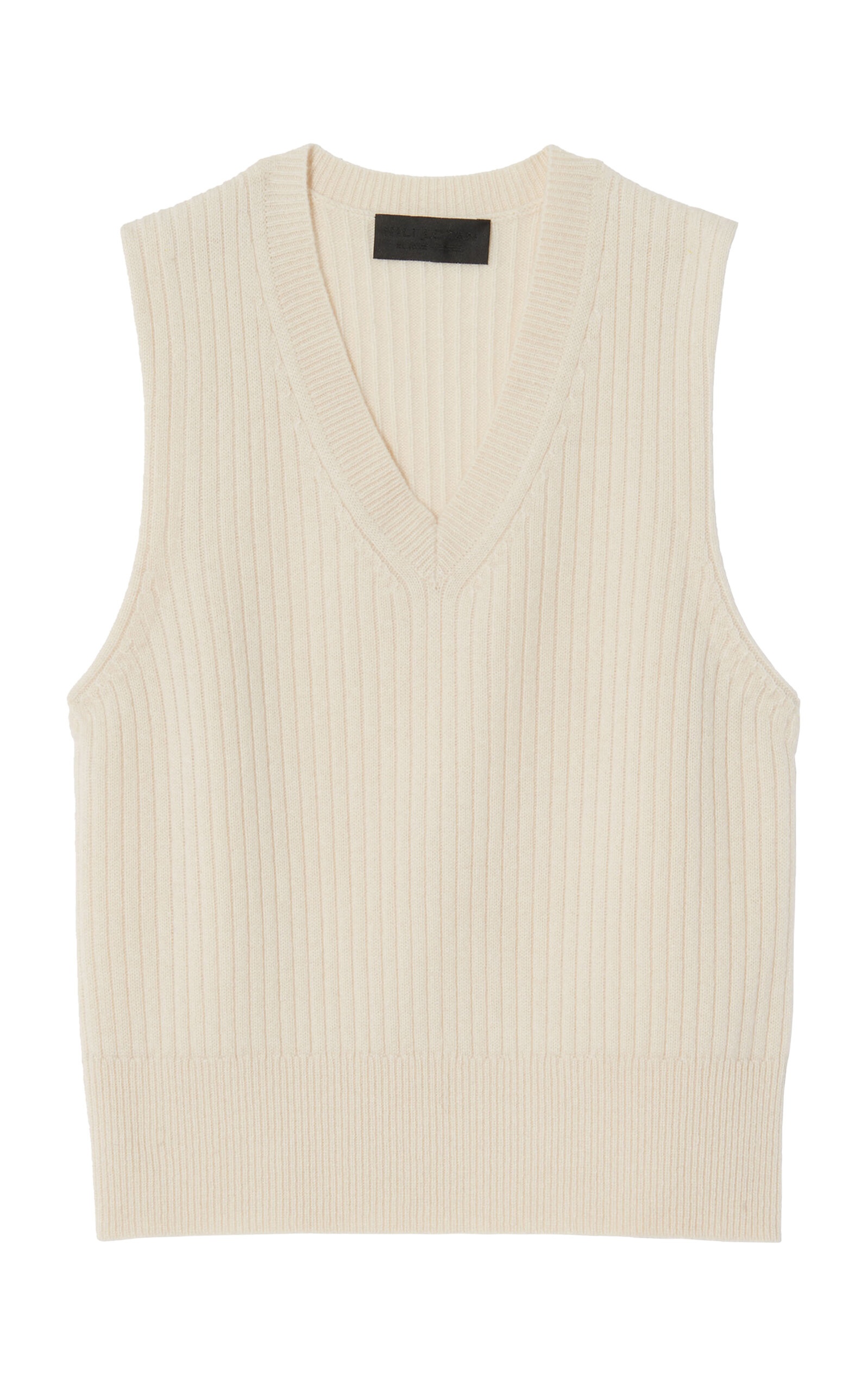 Iker Ribbed-Knit Cashmere Sweater Vest ivory - 1