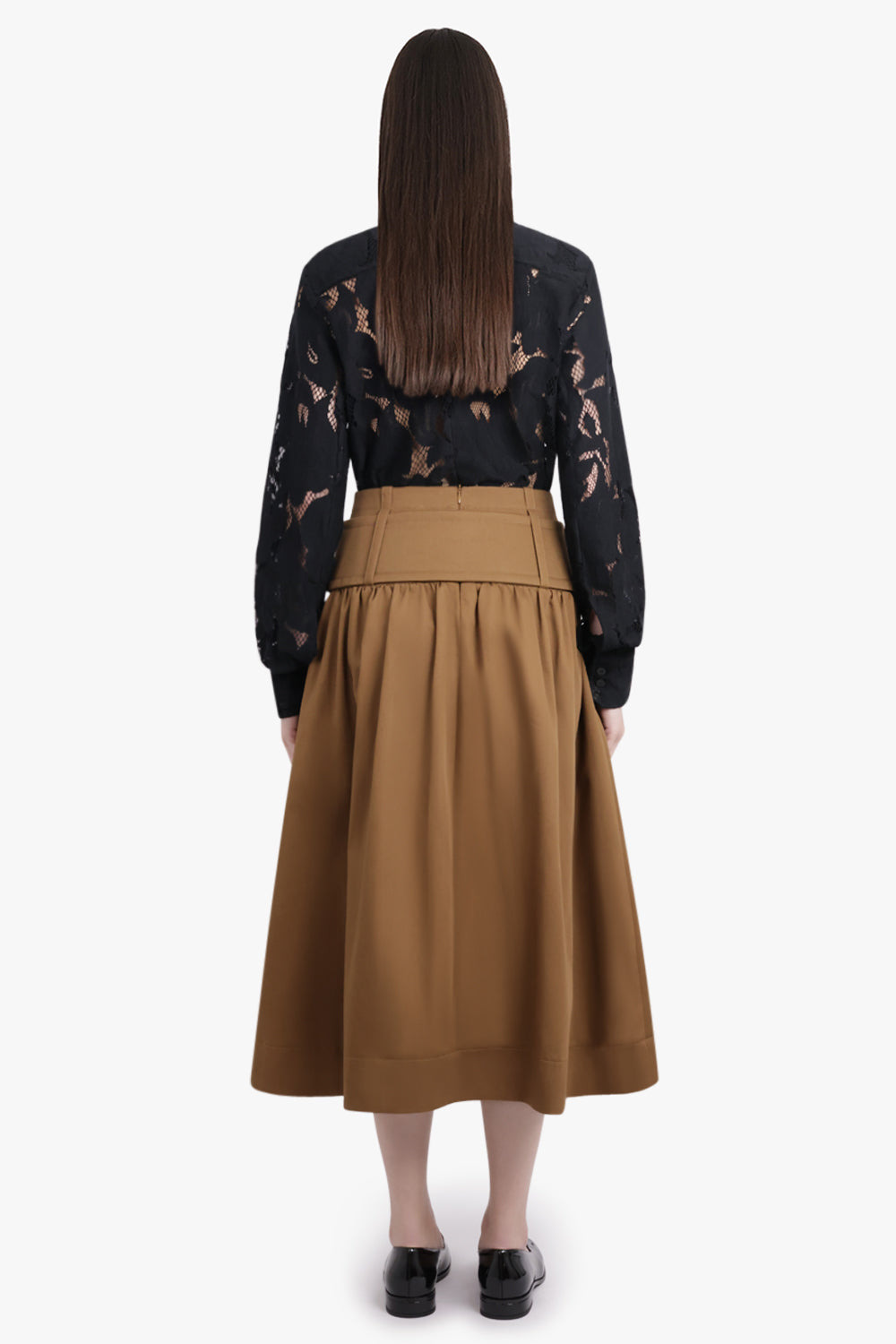 VOLUME MIDI SKIRT WITH BELT DETAIL | NUTMEG - 5