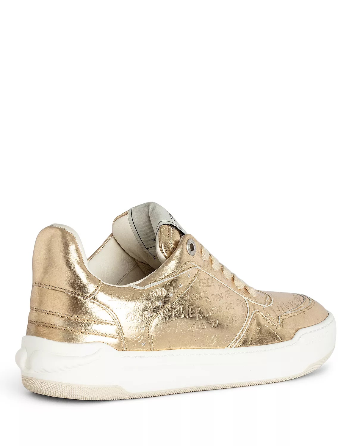 Women's Wings Vintage Metallic Gold Graffiti Sneakers - 4