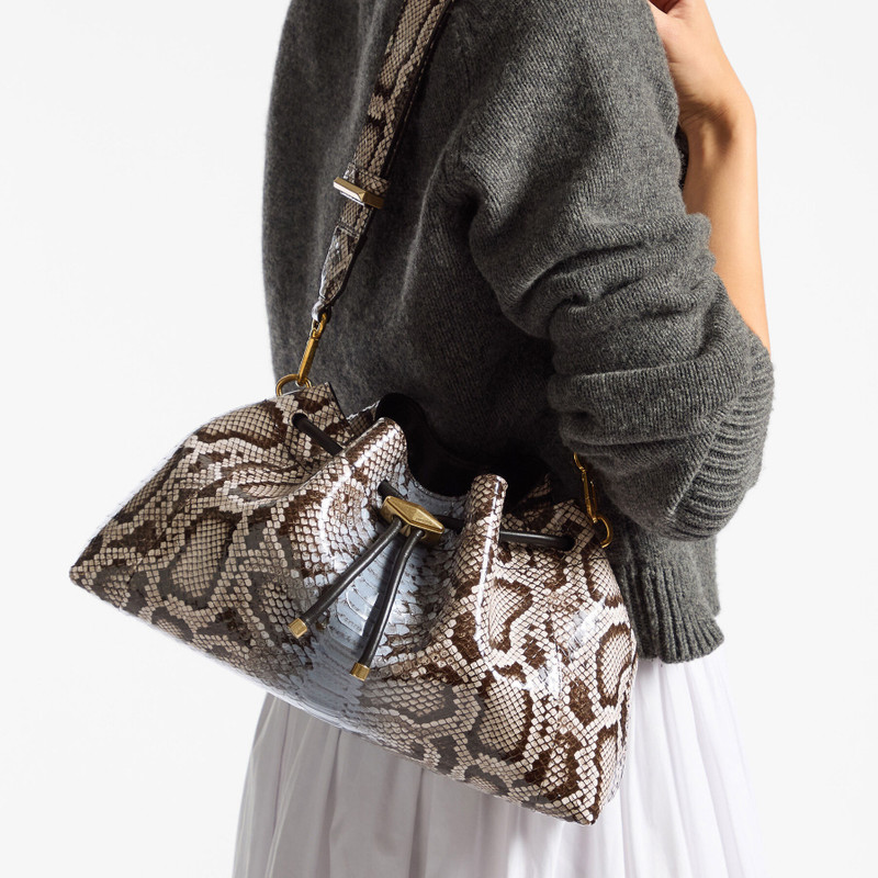 JIMMY CHOO Cinch M
Blue Haze Striped Python Printed Leather Bucket Bag outlook