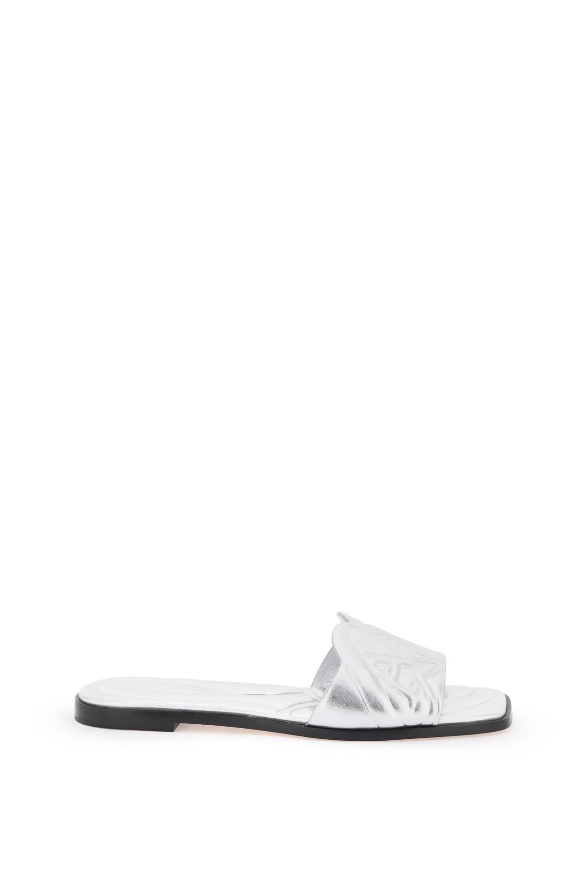 Alexander Mcqueen Laminated Leather Slides With Embossed Seal Logo Women - 1