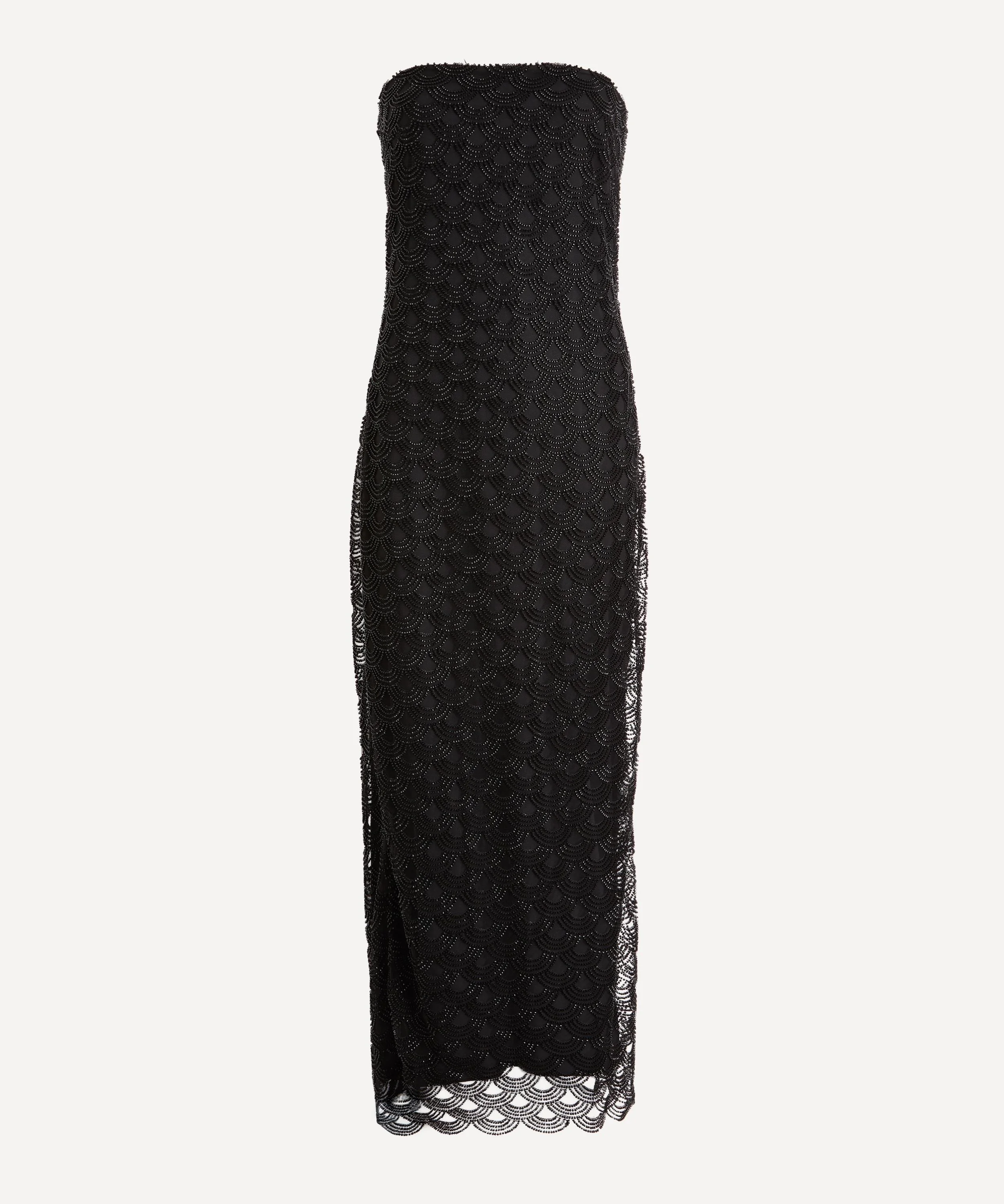 Black Beaded Maxi Tube Dress - 1