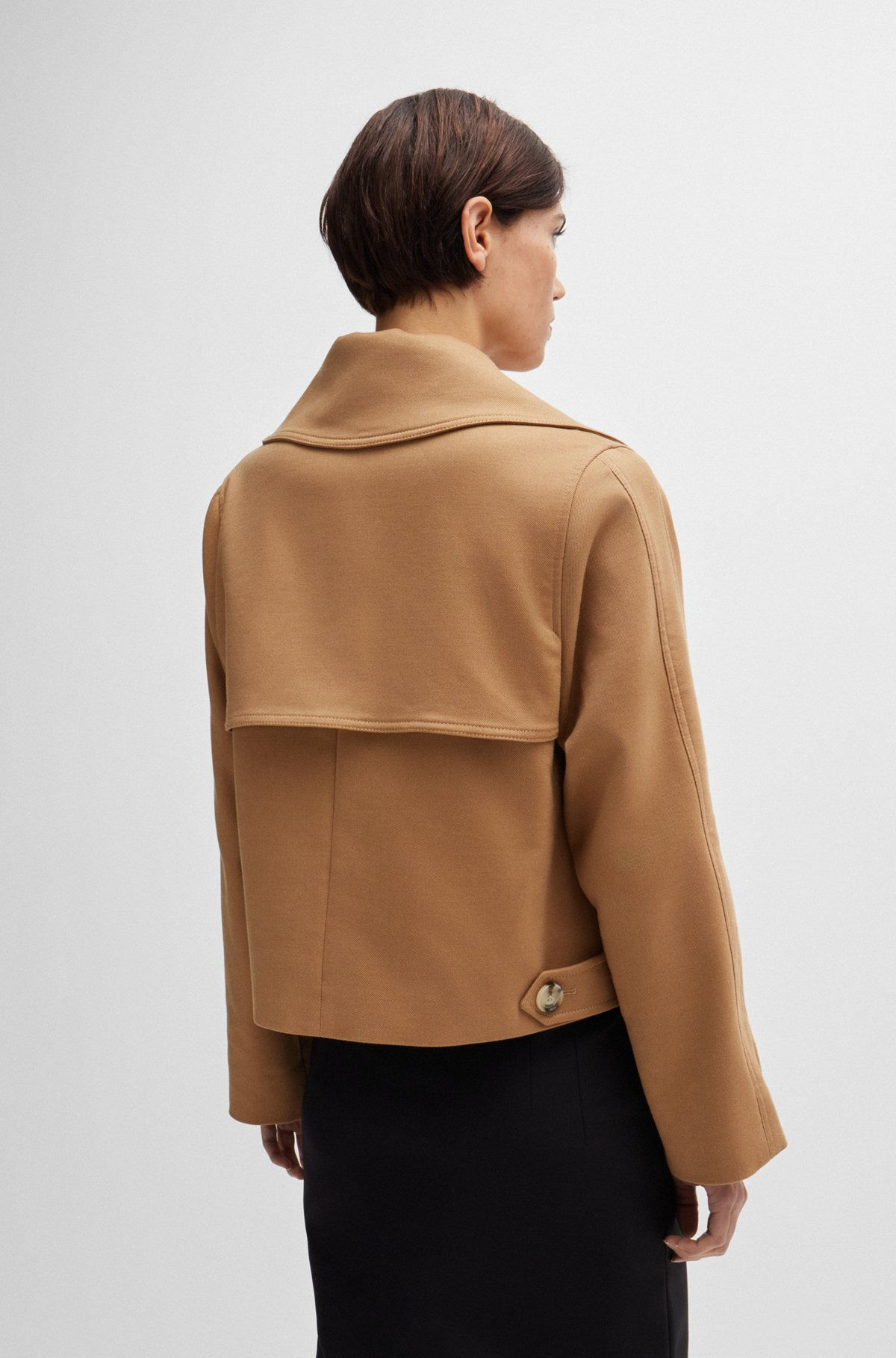 DOUBLE-BREASTED COAT IN STRETCH MATERIAL - 4