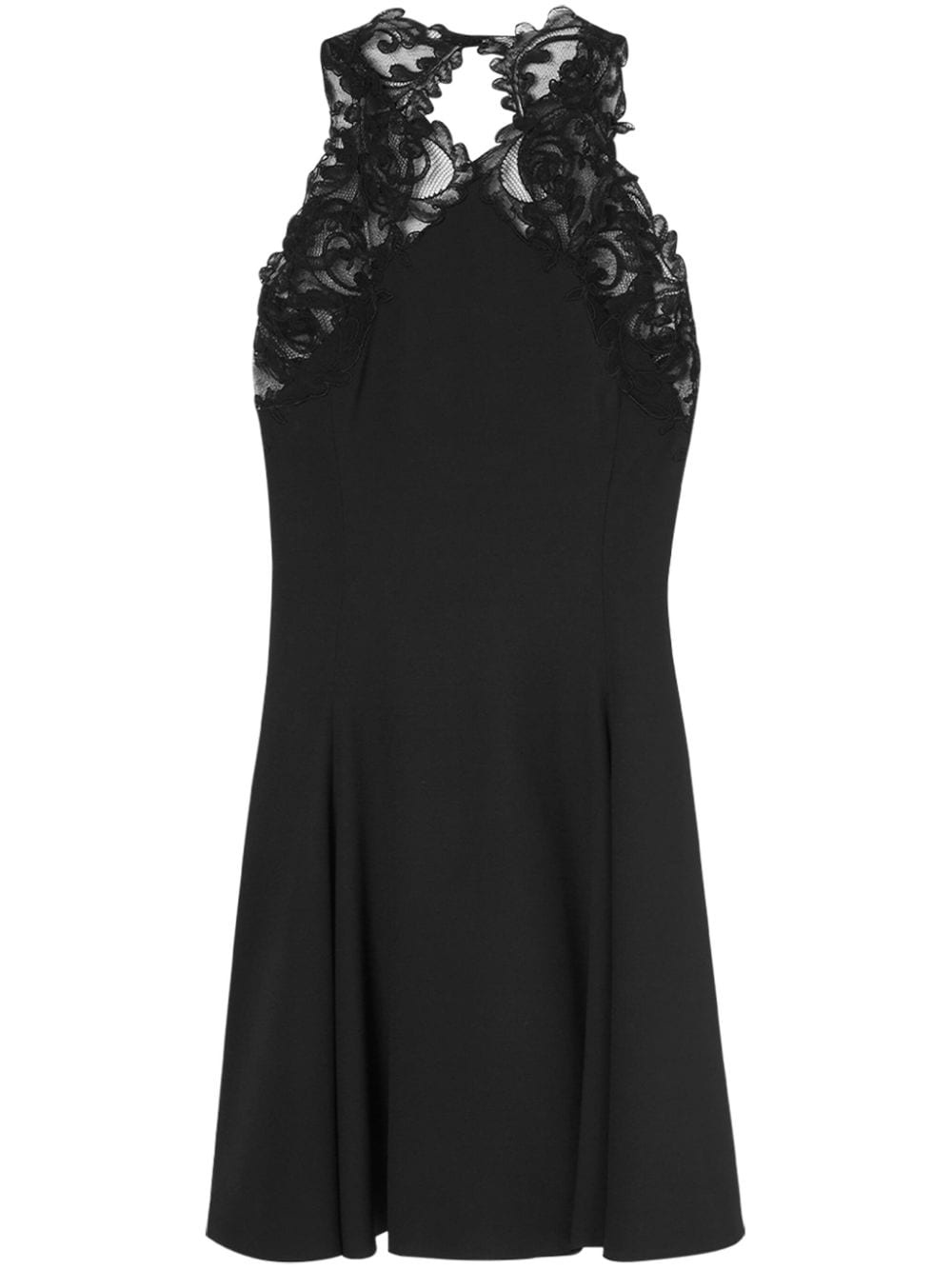 Barocco-lace trim halterneck minidress - 1