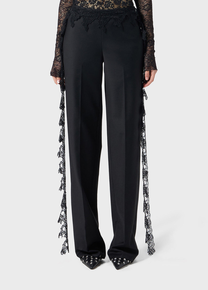 Blumarine TWILL PANTS WITH SCALLOPED LACE outlook