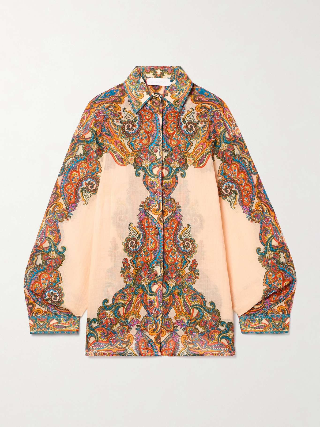 Ottie oversized paisley-print ramie shirt - 1