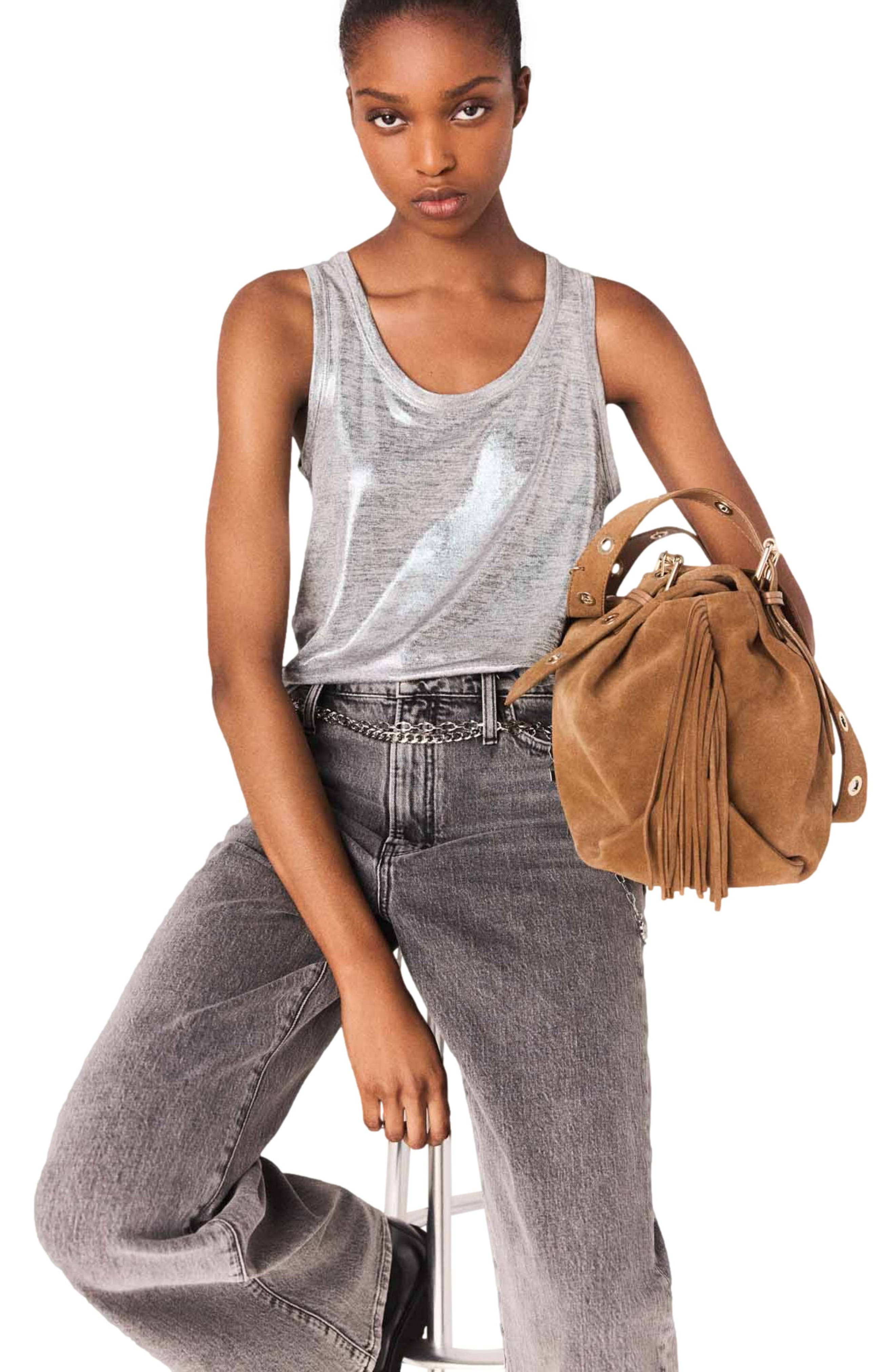 maje Metallic vest top in Silver at Nordstrom - 5