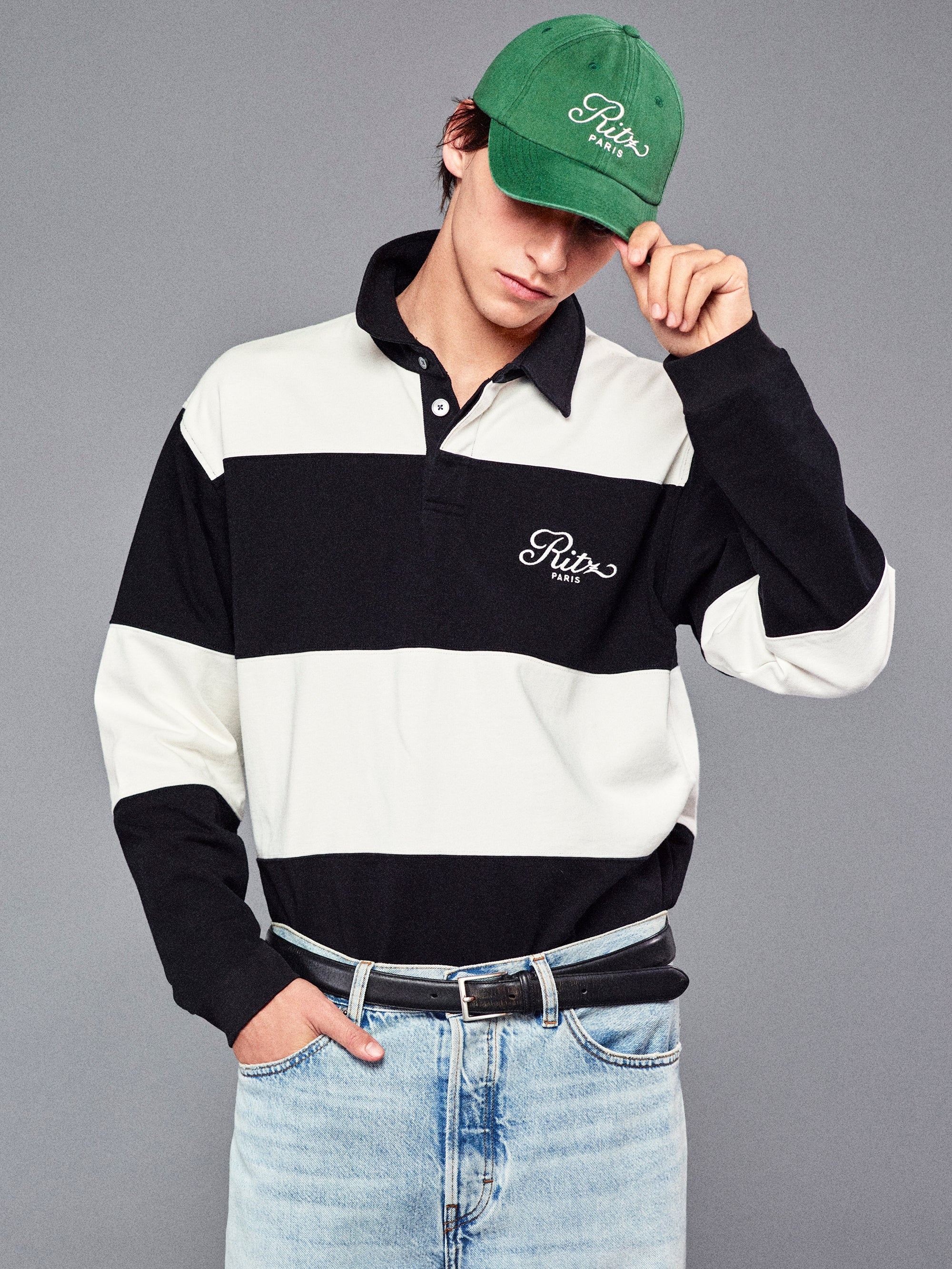 Ritz Rugby Polo Shirt in Cream/Black - 2