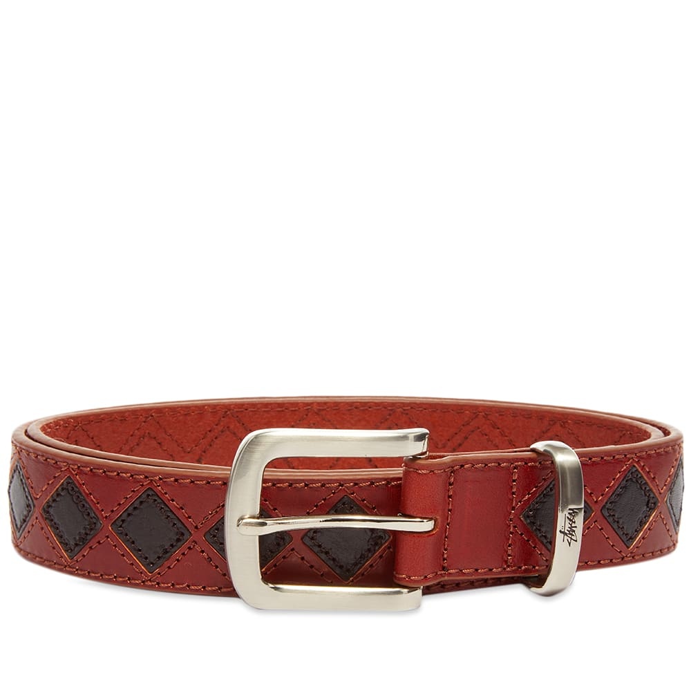 Stussy Argyle Stitch Leather Belt - 1