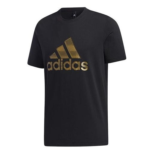 adidas Logo Printing Sports Round Neck Short Sleeve Black GP0969 - 1