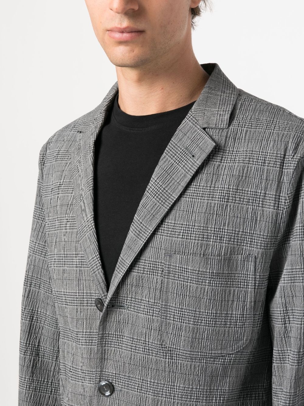 plaid-pattern single-breasted blazer - 5