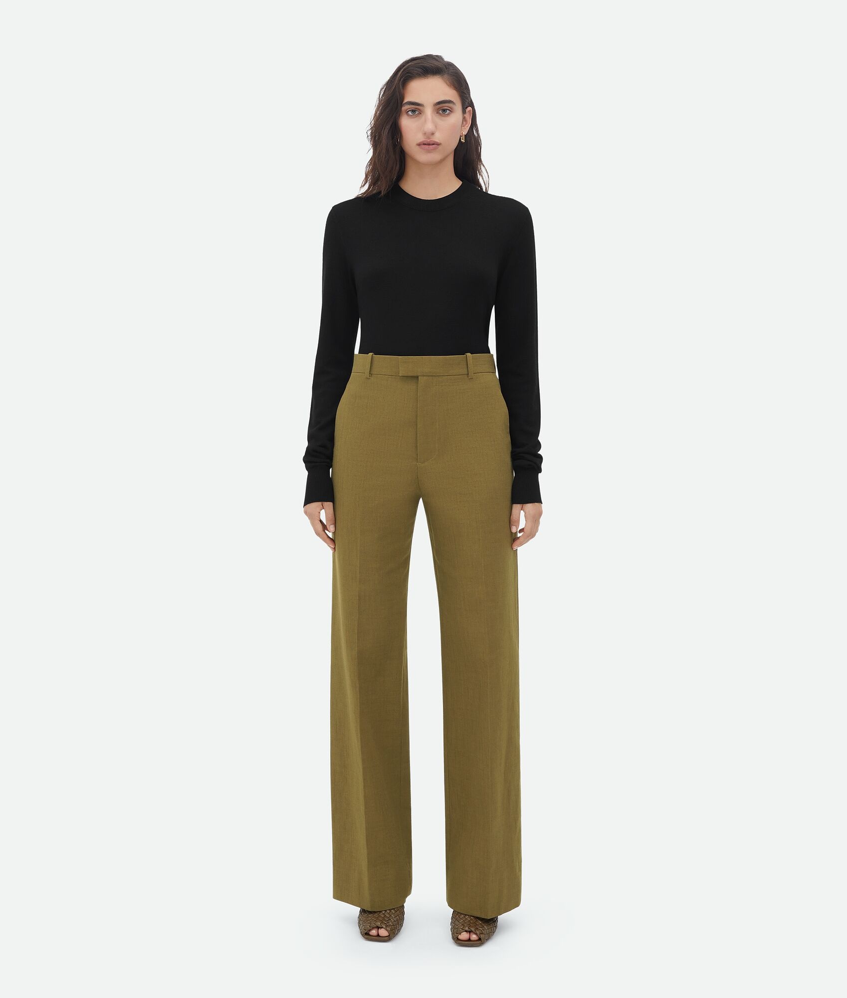 straight leg textured cotton pants - 1