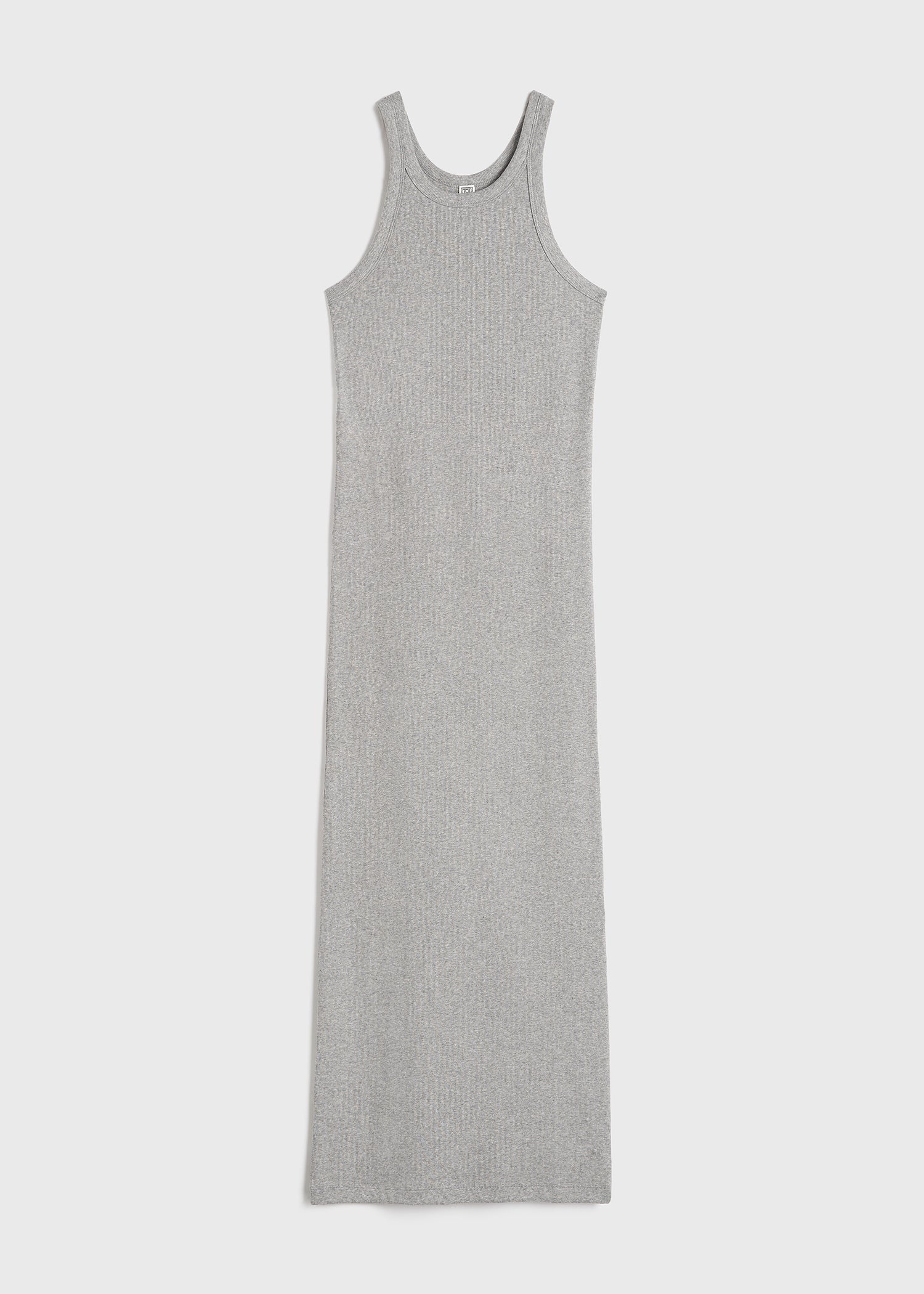 Curved rib tank dress grey melange - 1