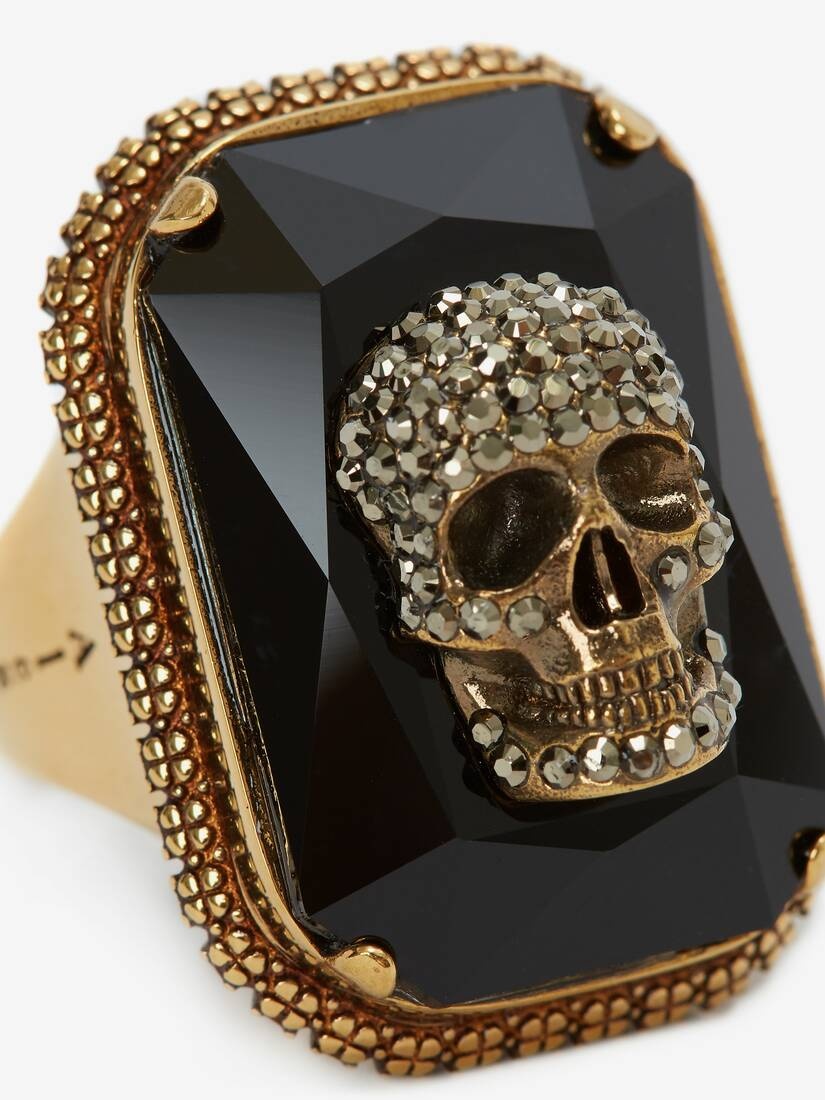 Jeweled Skull Ring in Gold - 4