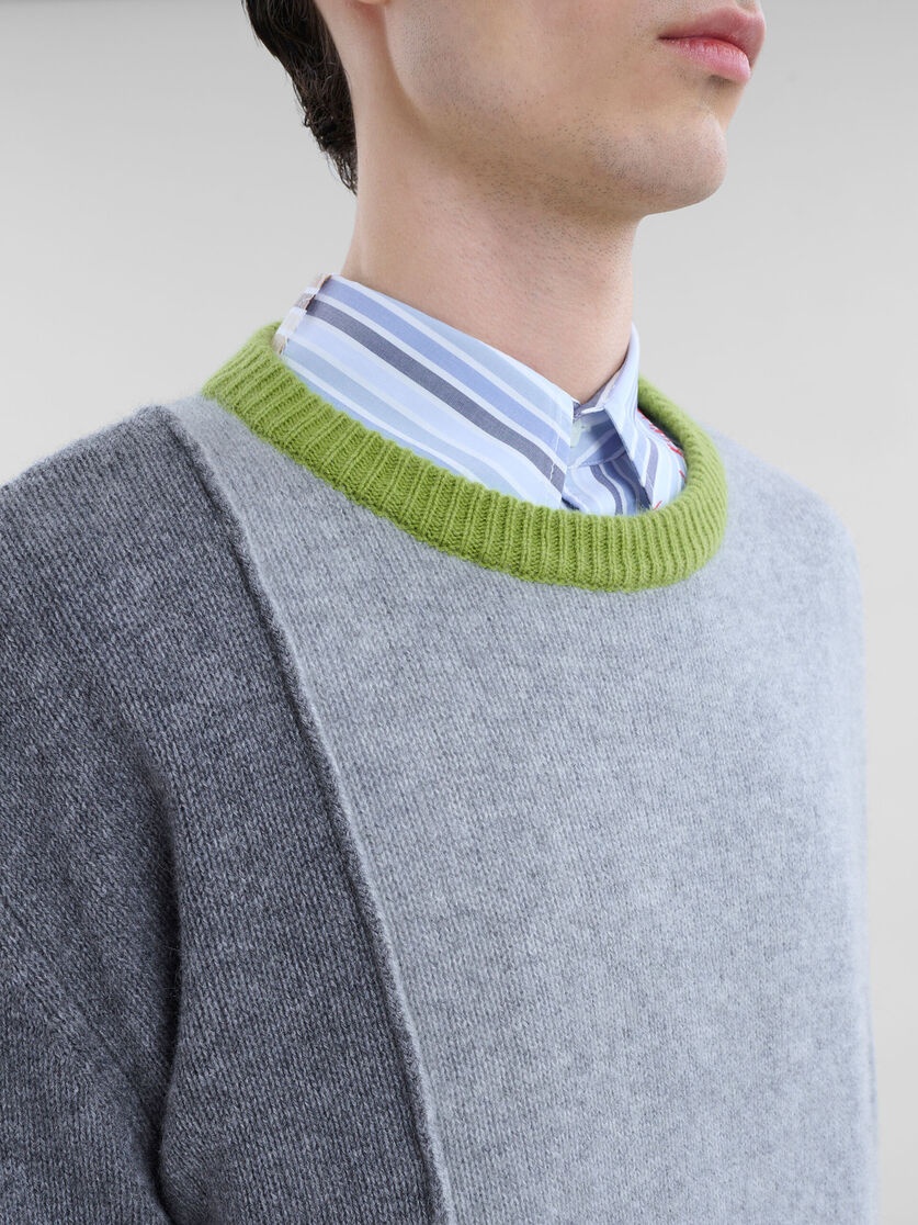 GREY CASHMERE COLOUR-BLOCK JUMPER - 4