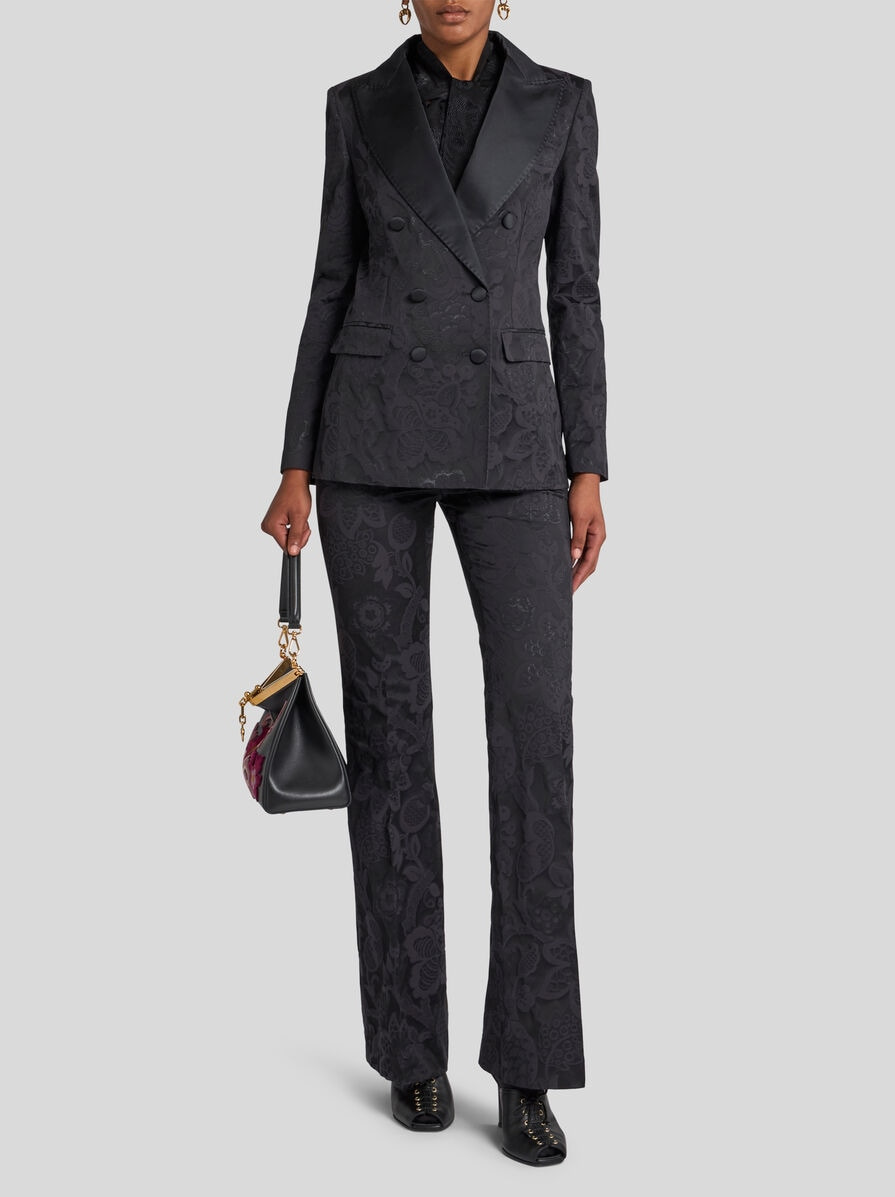TONE-ON-TONE JACQUARD TROUSERS - 4