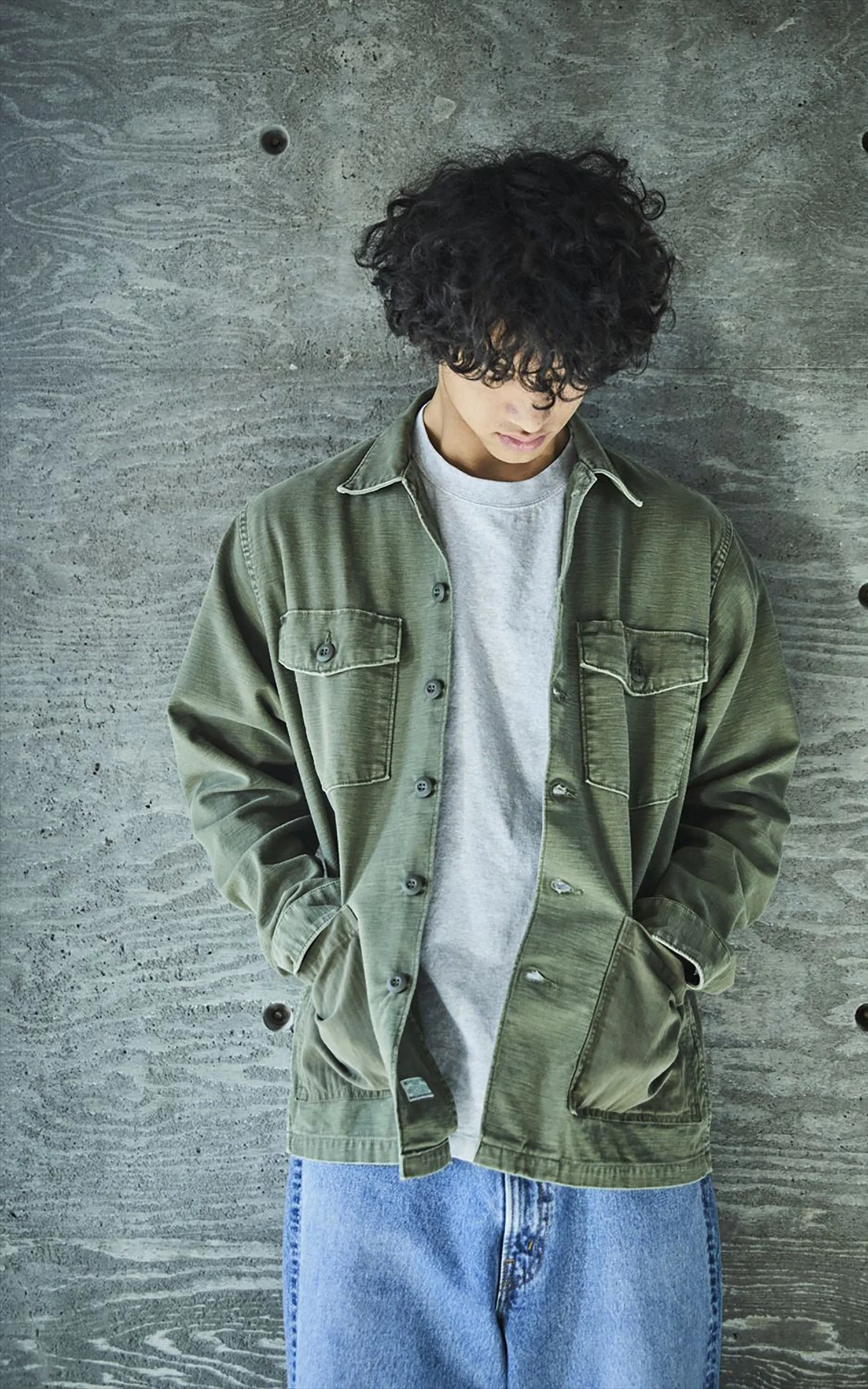 ORSLOW 4 POCKET US ARMY FATIGUE SHIRT VINTAGE WASHED DARK OLIVE - 1