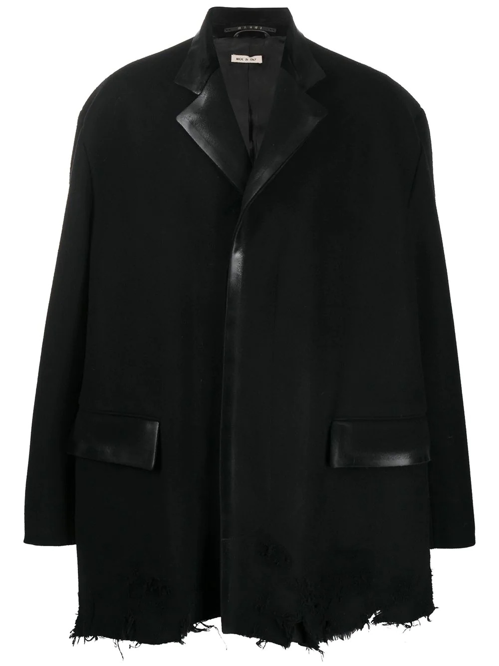 raw-hem single-breasted coat - 1