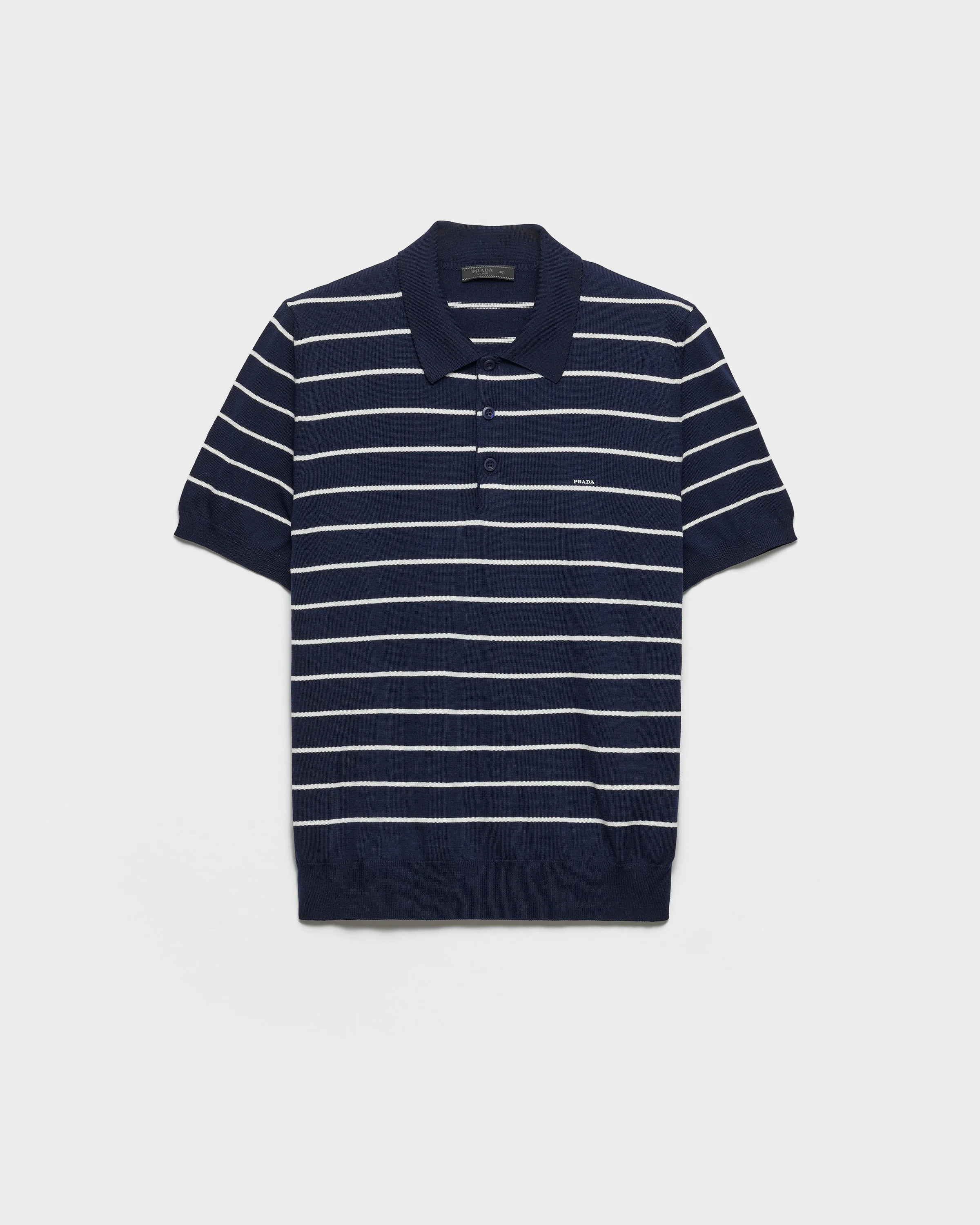 Short-sleeved striped cotton polo shirt - 1