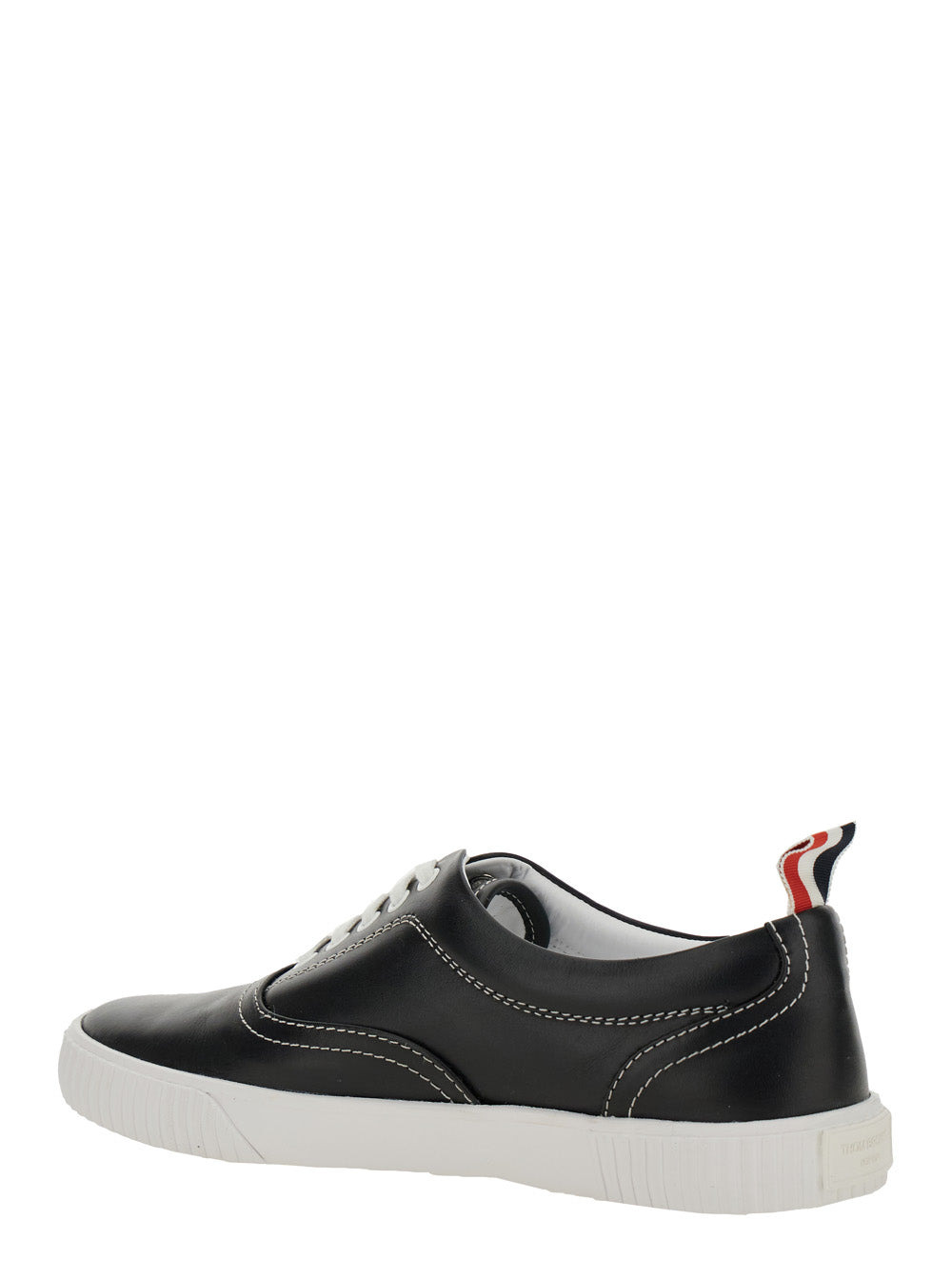 Thom Browne Men 'Heritage' Black Sneakers With Logo Tab On Heel In Leather Man - 3