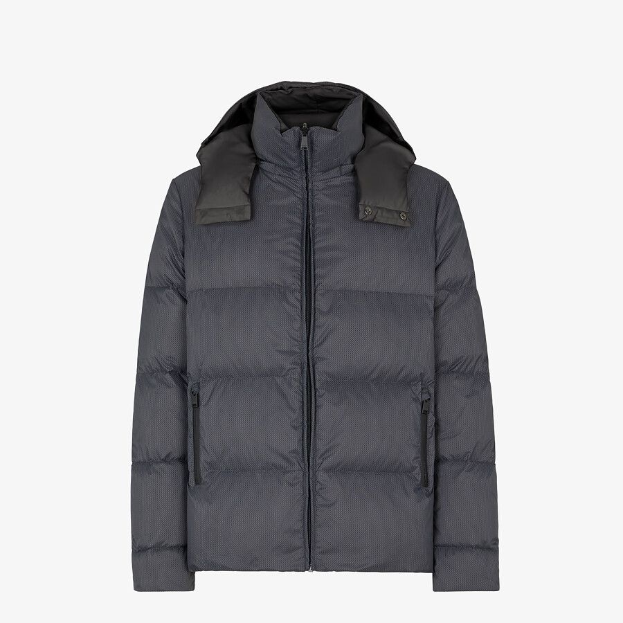 Gray nylon down jacket - 2