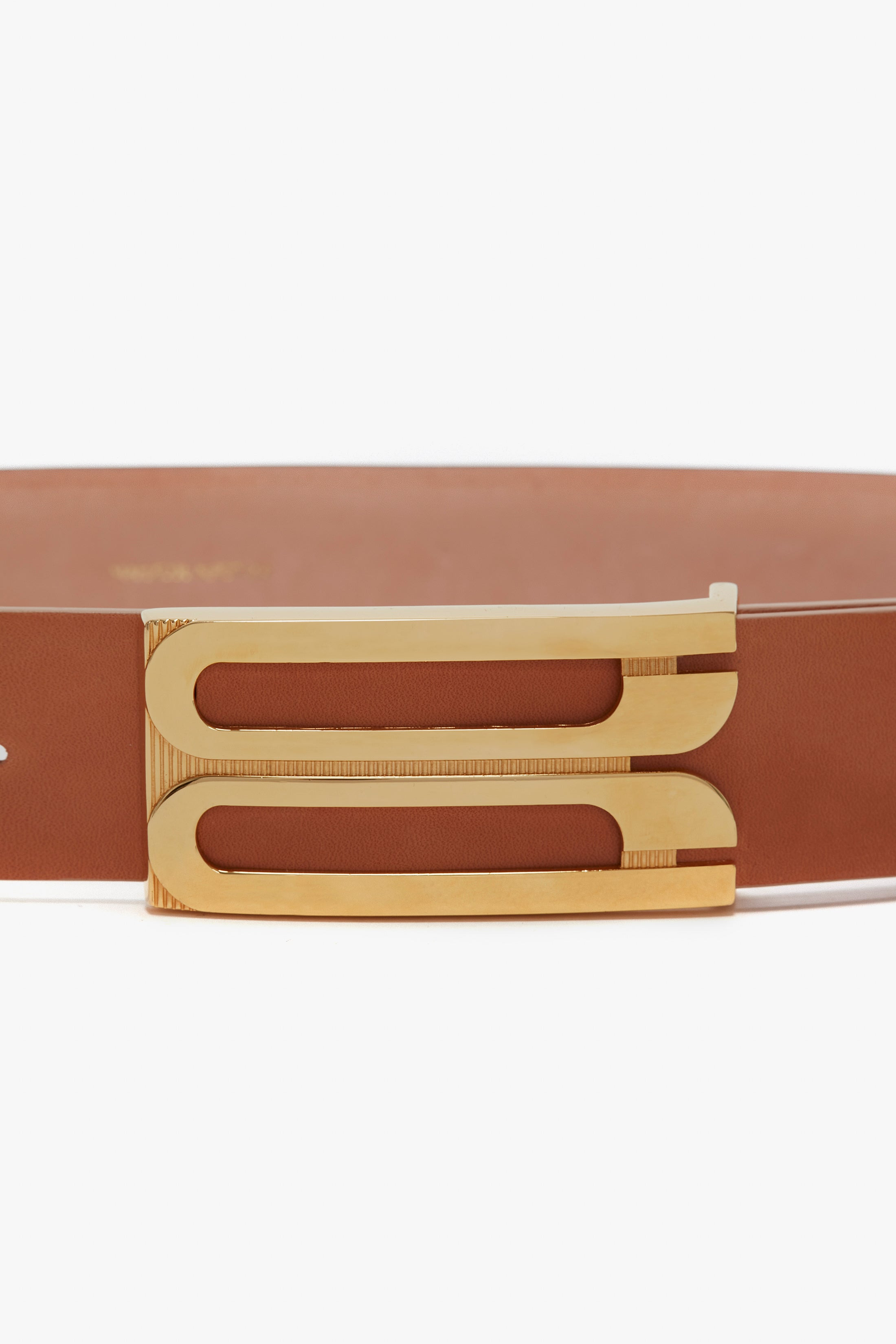 Exclusive Jumbo Frame Belt In Tan Leather - 4