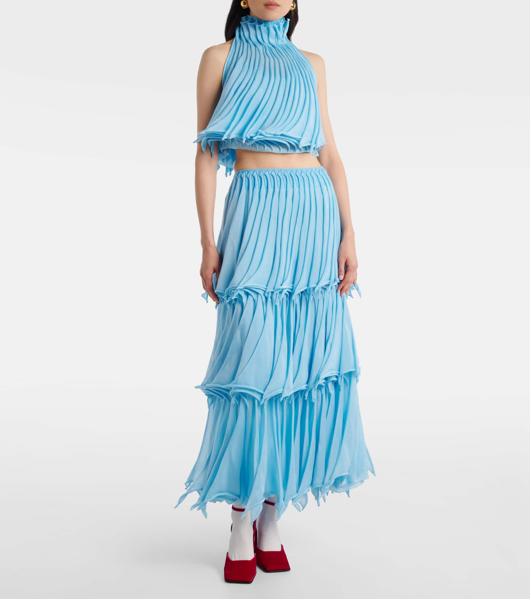 Pleated mesh crop top - 2