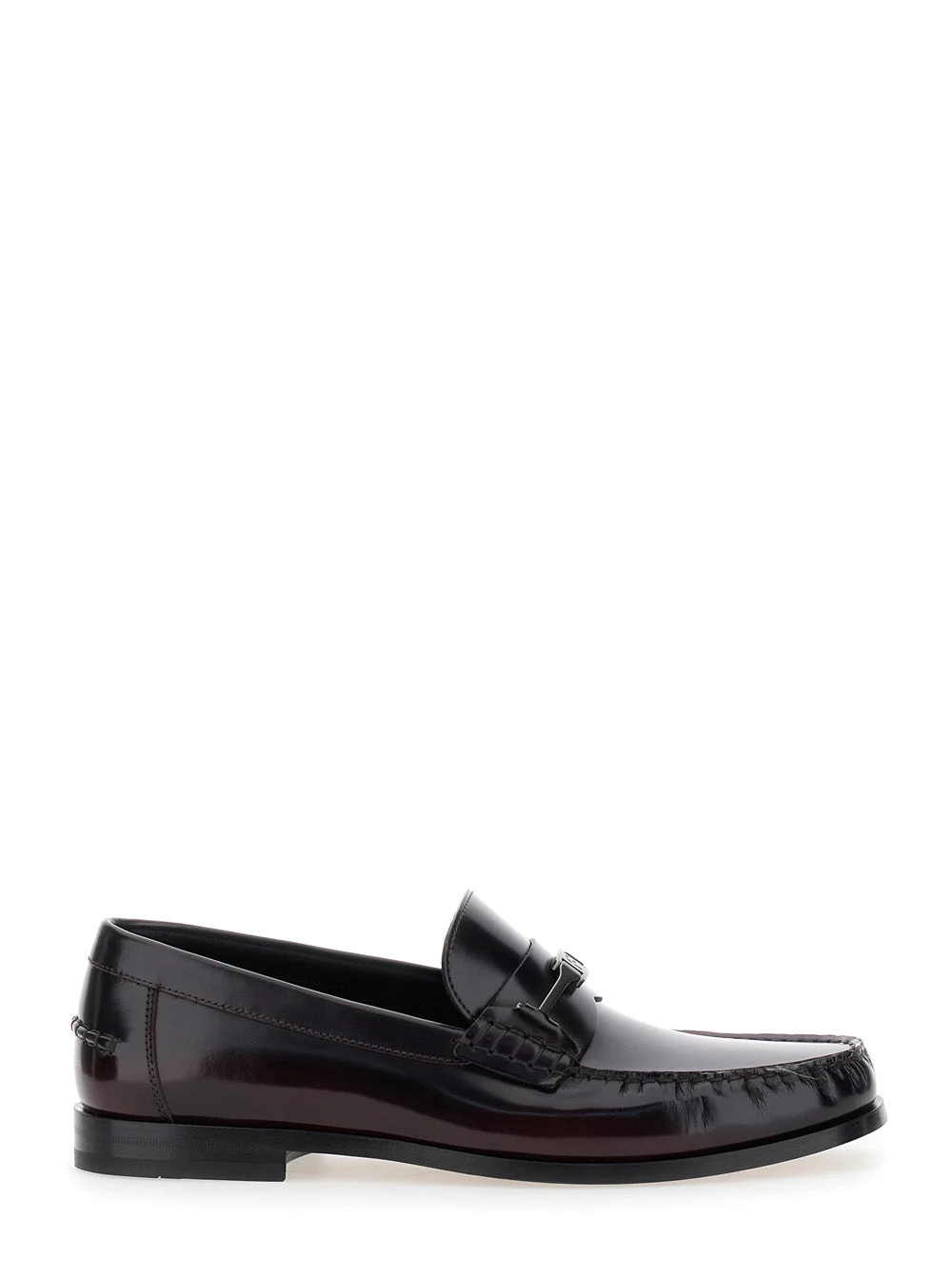Harry Dark Burgundy Loafers with Almond Toe and Logo Plaque Detail in Leather Man Bordeaux Calf - 1