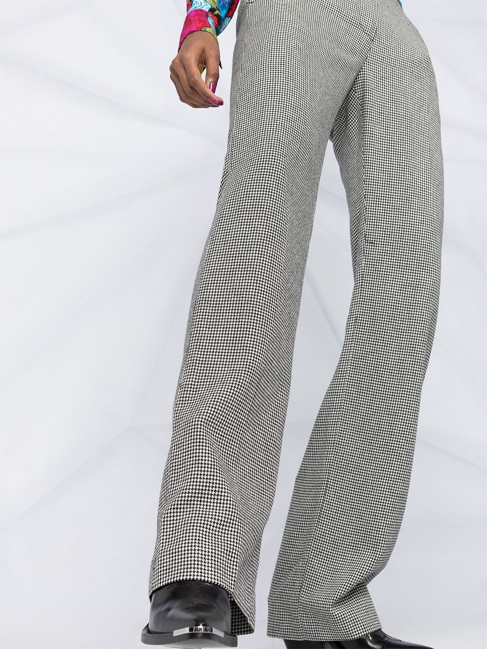 houndstooth wide-leg trousers - 3