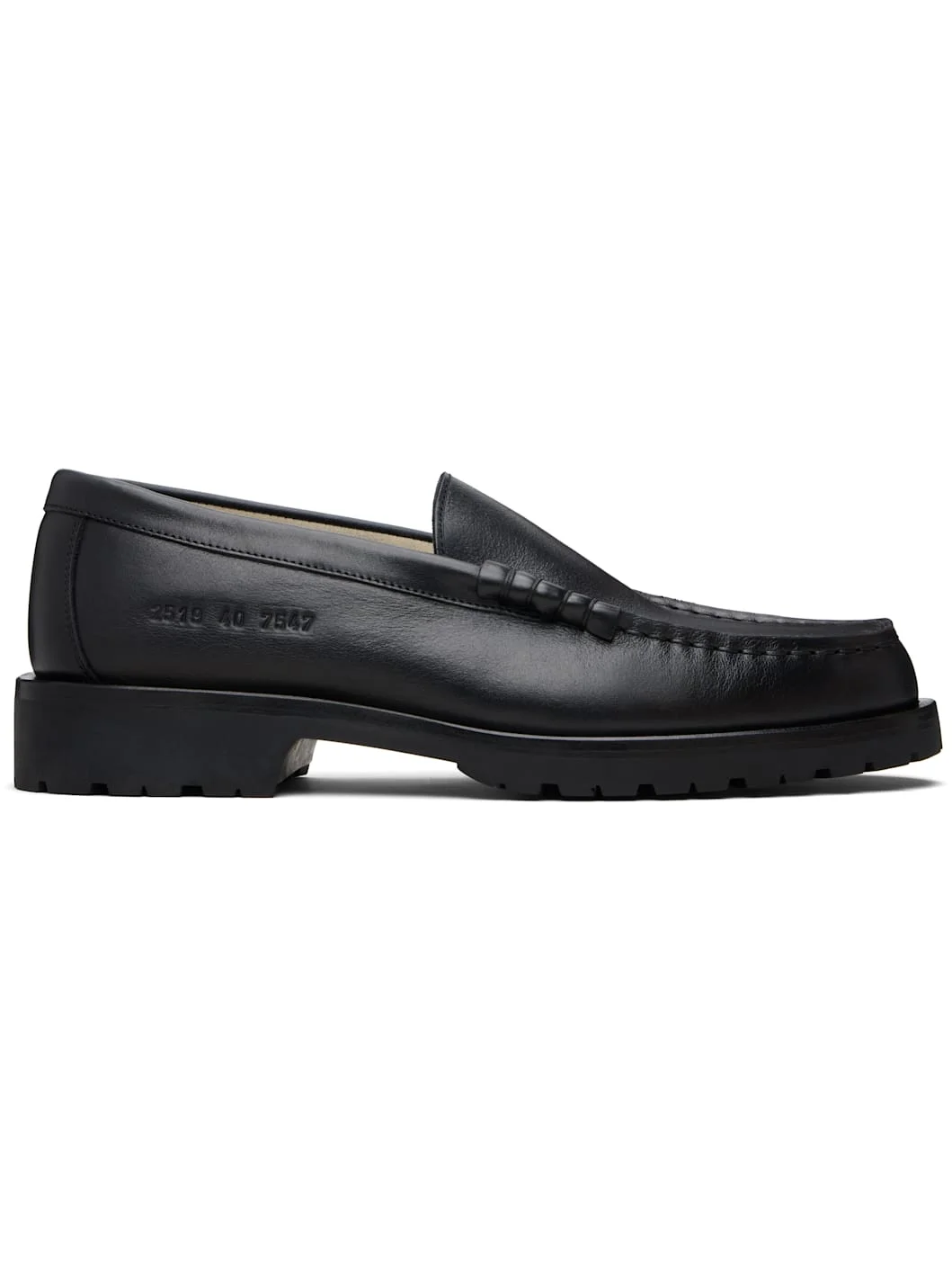 Black Leather Chunky Loafers - 1
