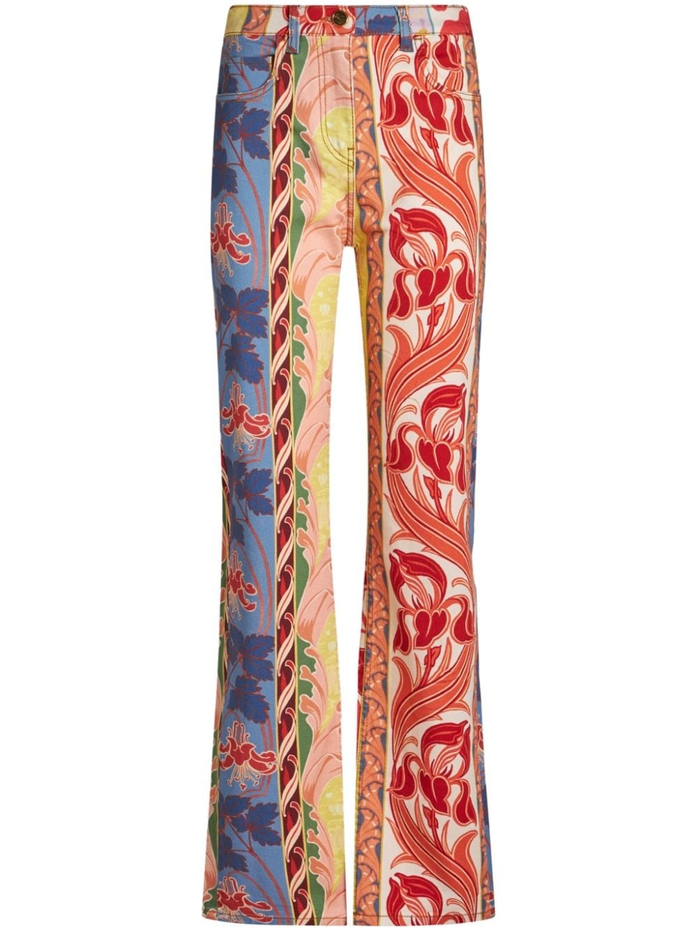 floral-print bootcut jeans - 1
