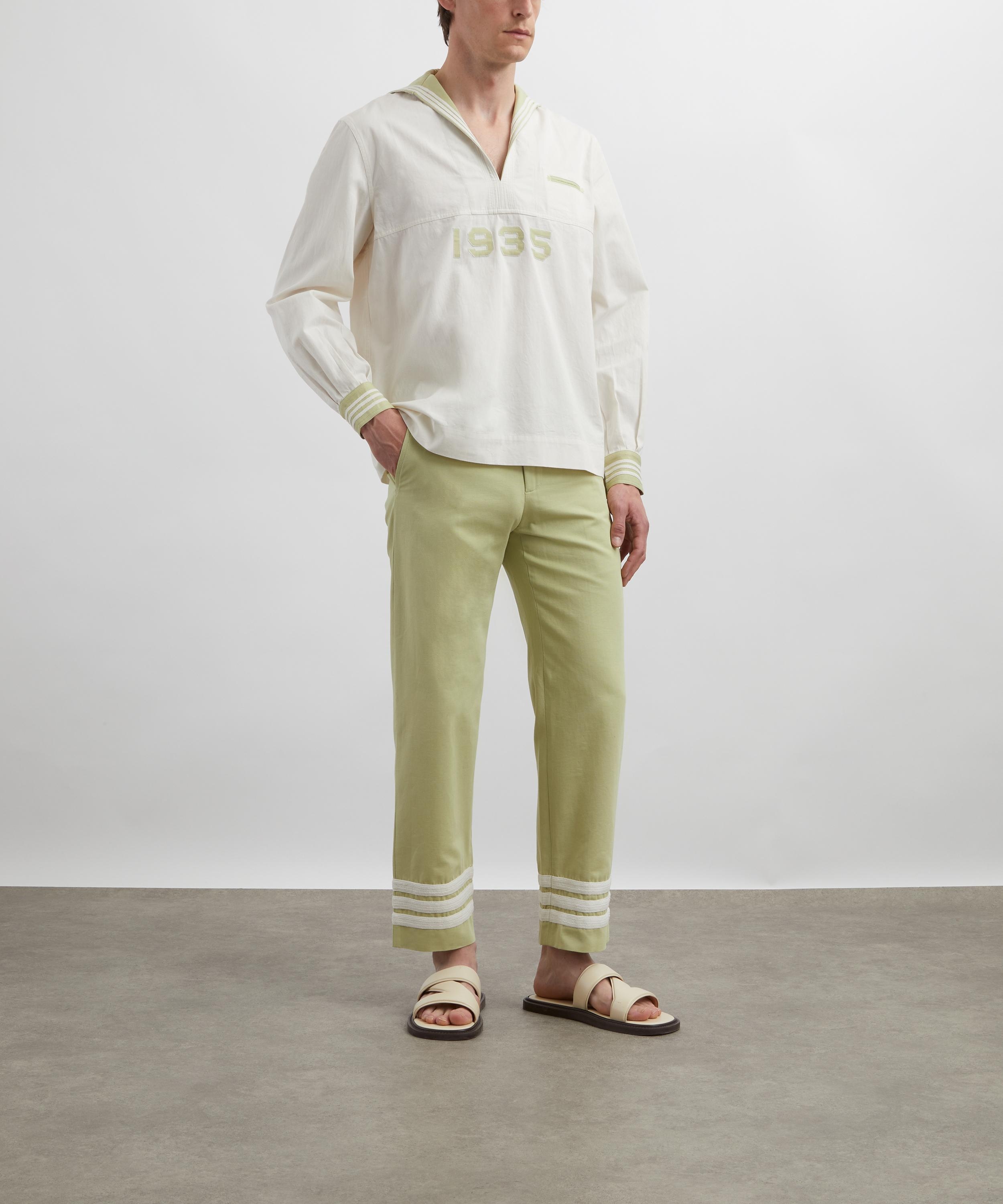 Green-Cream Tri-Stripe Trousers - 2